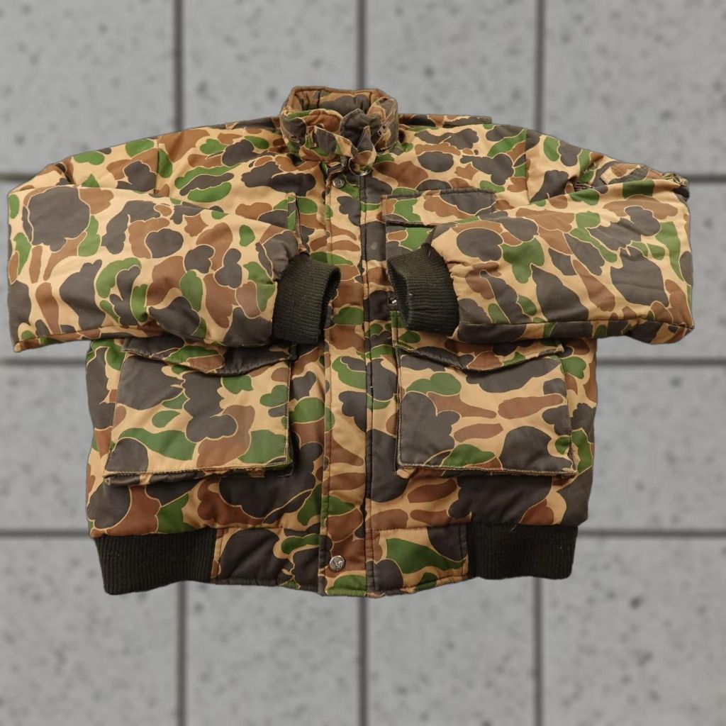 Vintage VINTAGE Trophy Club Jacket Mens L Camouflage Down Puffer Coat Outdoor Hunting Bomber Zip Short Stand-Up Collar Size US L / EU 52-54 / 3 - 1 Thumbnail