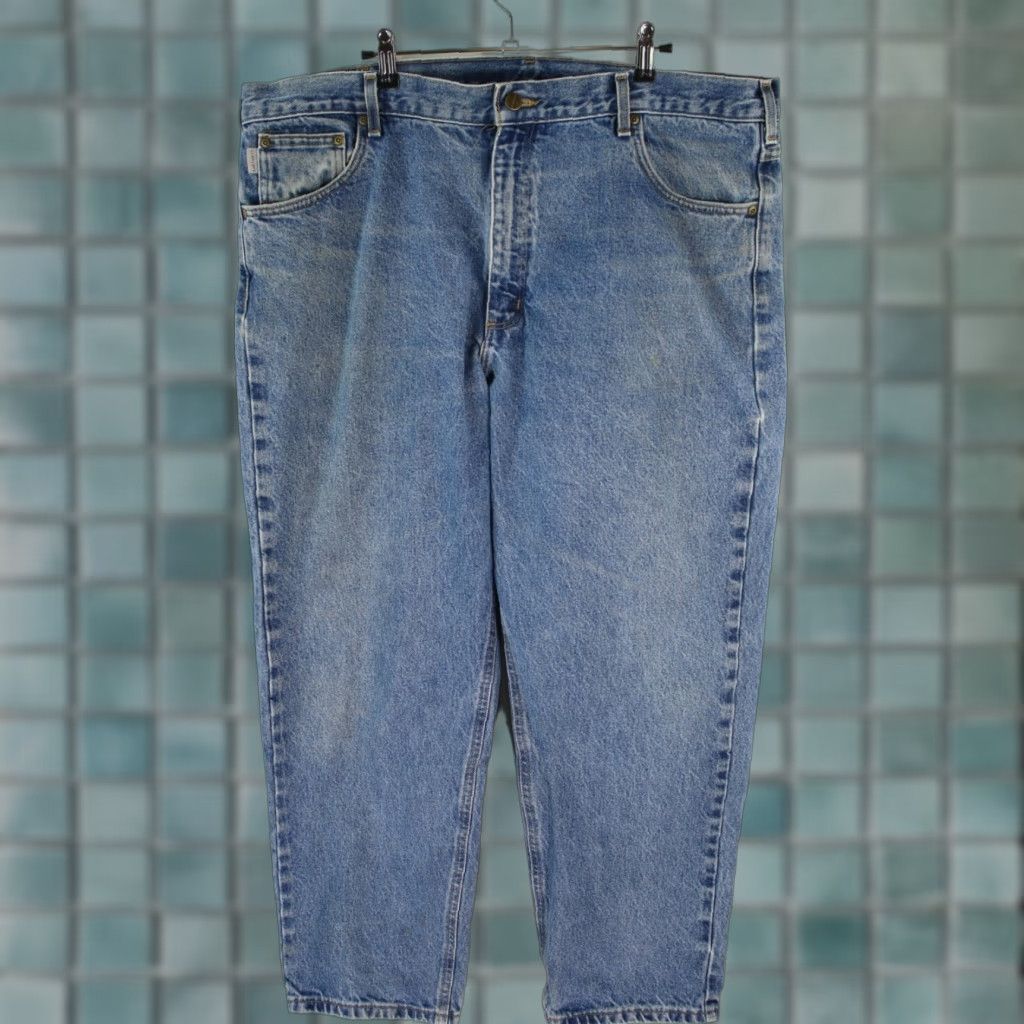 Carhartt VINTAGE Carhartt Men Relaxed Fit Straight Jeans Blue 42X30 Denim 5-Pocket Regular 100% Cotton Size 42X30 Mens Jeans Blue Carhartt Straight Size US 42 / EU 58 - 1 Thumbnail