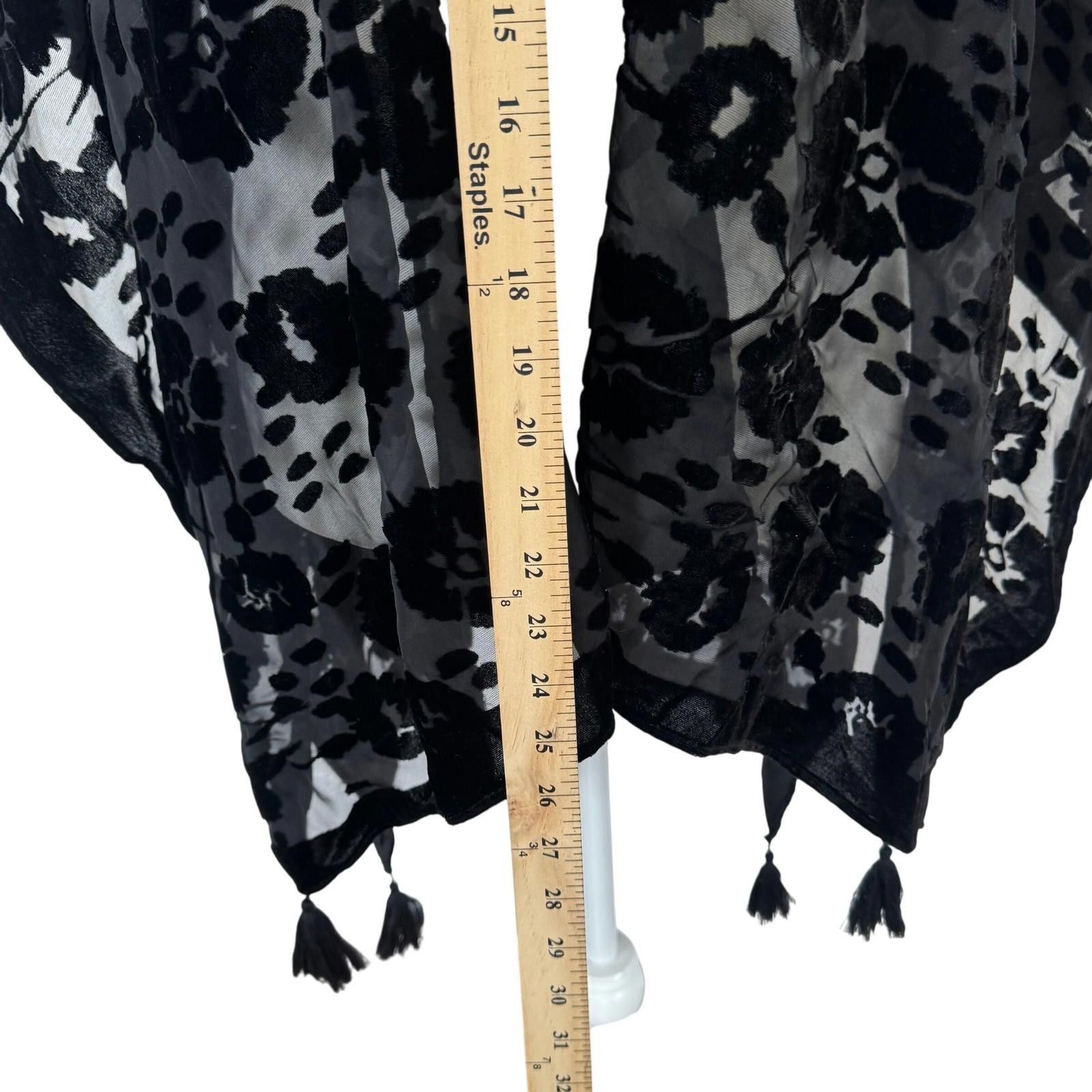 Other Rock Flower Paper Black Velvet Burnout Kimono Wrap One Size Size ONE SIZE - 6 Thumbnail