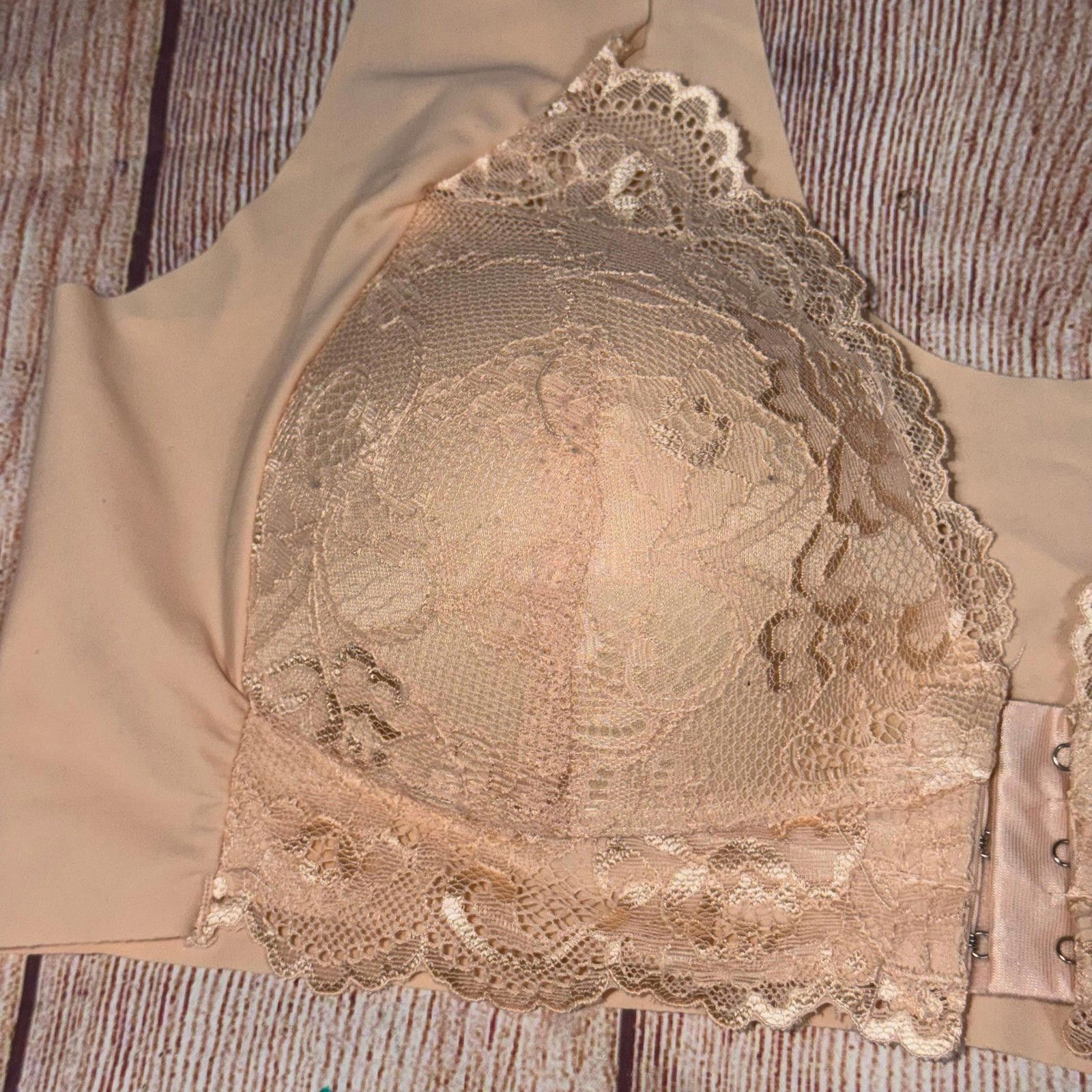 Other Beige Lace Trimmed XL Front Closure Bra Size ONE SIZE - 2 Thumbnail