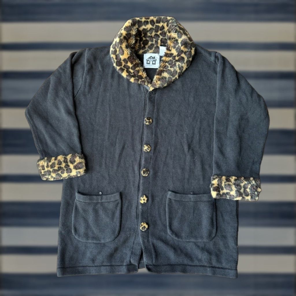 Vintage VINTAGE Storybook Knits Cheetah Cardigan Sweater Womens Small Cardigan Knits 90s Blue Cotton Lightweight Knit Casual Womens Size S / US 4 / IT 40 - 1 Thumbnail