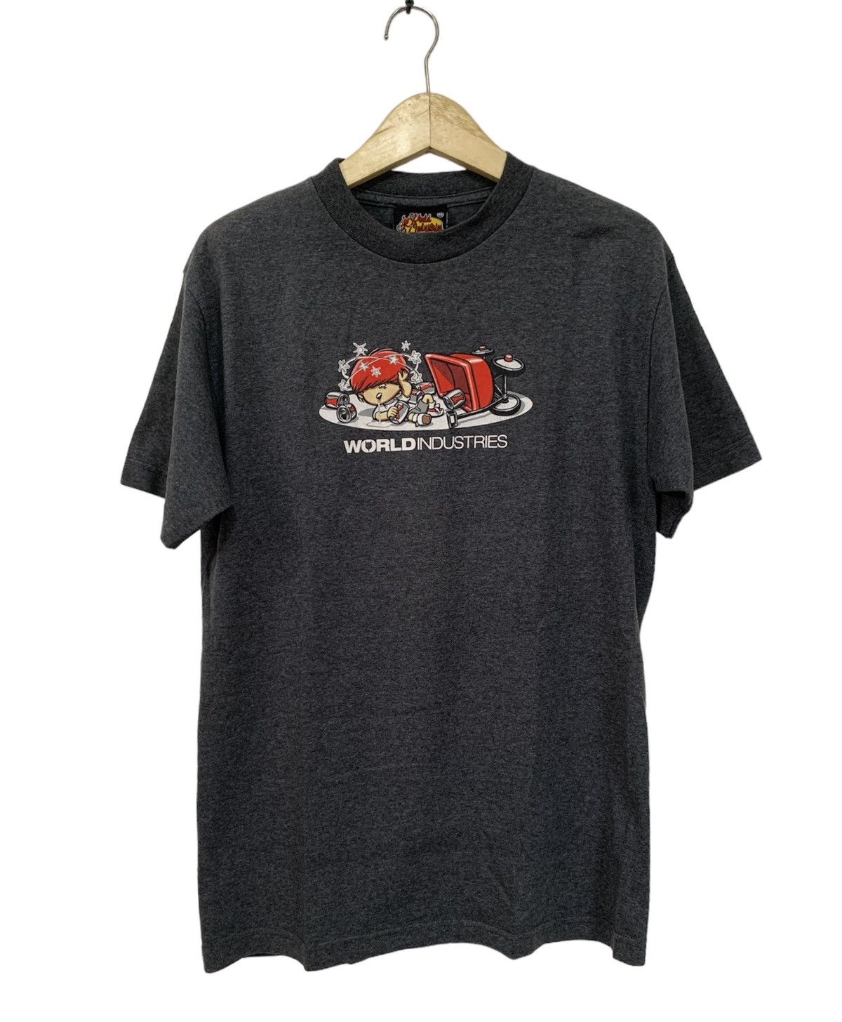 image of Fuct x Hook Ups Vintage World Industries Drunken Kids Graphics in Grey (Size Medium)