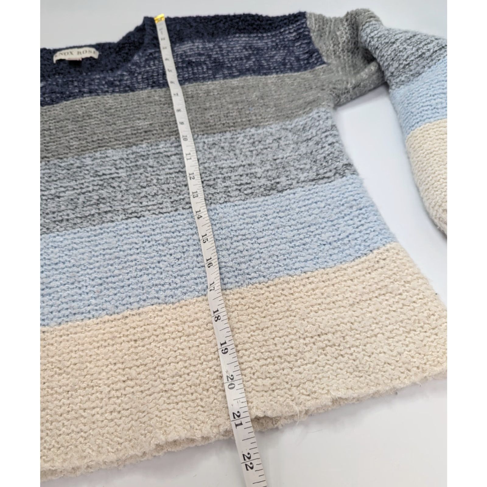 Vintage Knox Rose Sweater Knitted V-Neck Striped Long Sleeve Pullover Blue Size M Women Size M / US 6-8 / IT 42-44 - 5 Thumbnail