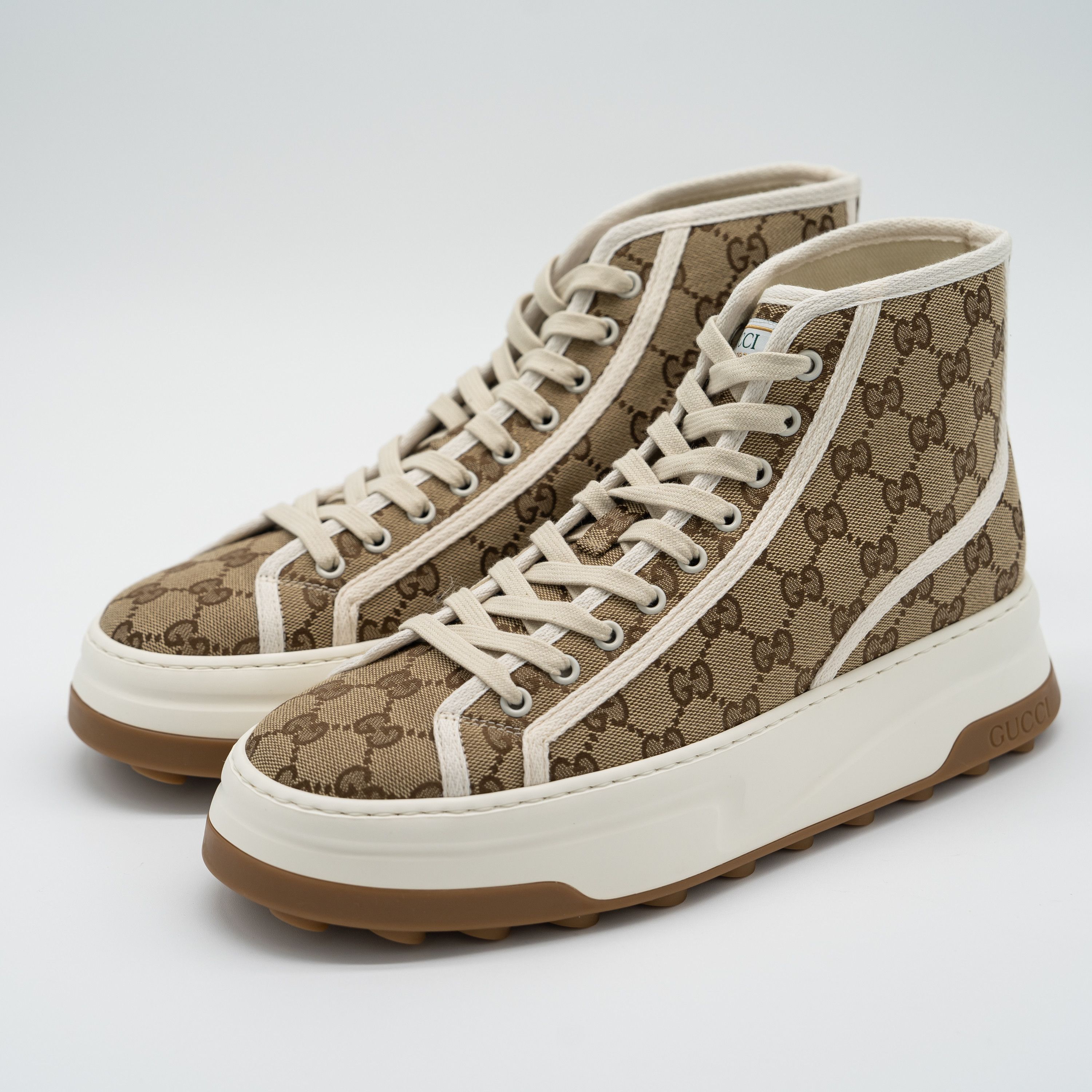 Gucci Gucci Tennis Platform GG Canvas Beige Brown Sneakers High Size US 11 / EU 44 - 1 Thumbnail