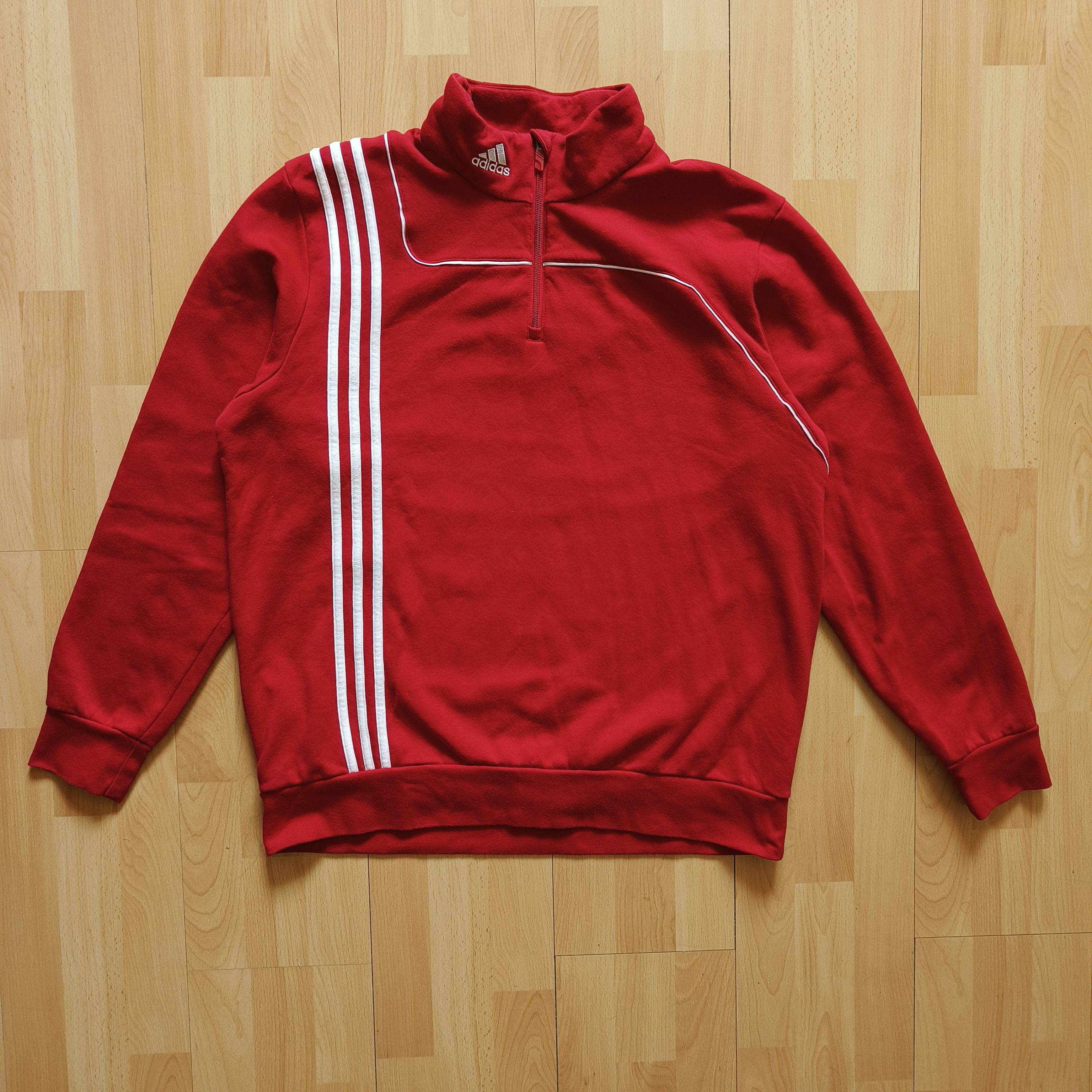 Adidas Adidas Vintage Q-Zip Neck Logo Hoodie Sweater Size US XL / EU 56 / 4 - 1 Thumbnail