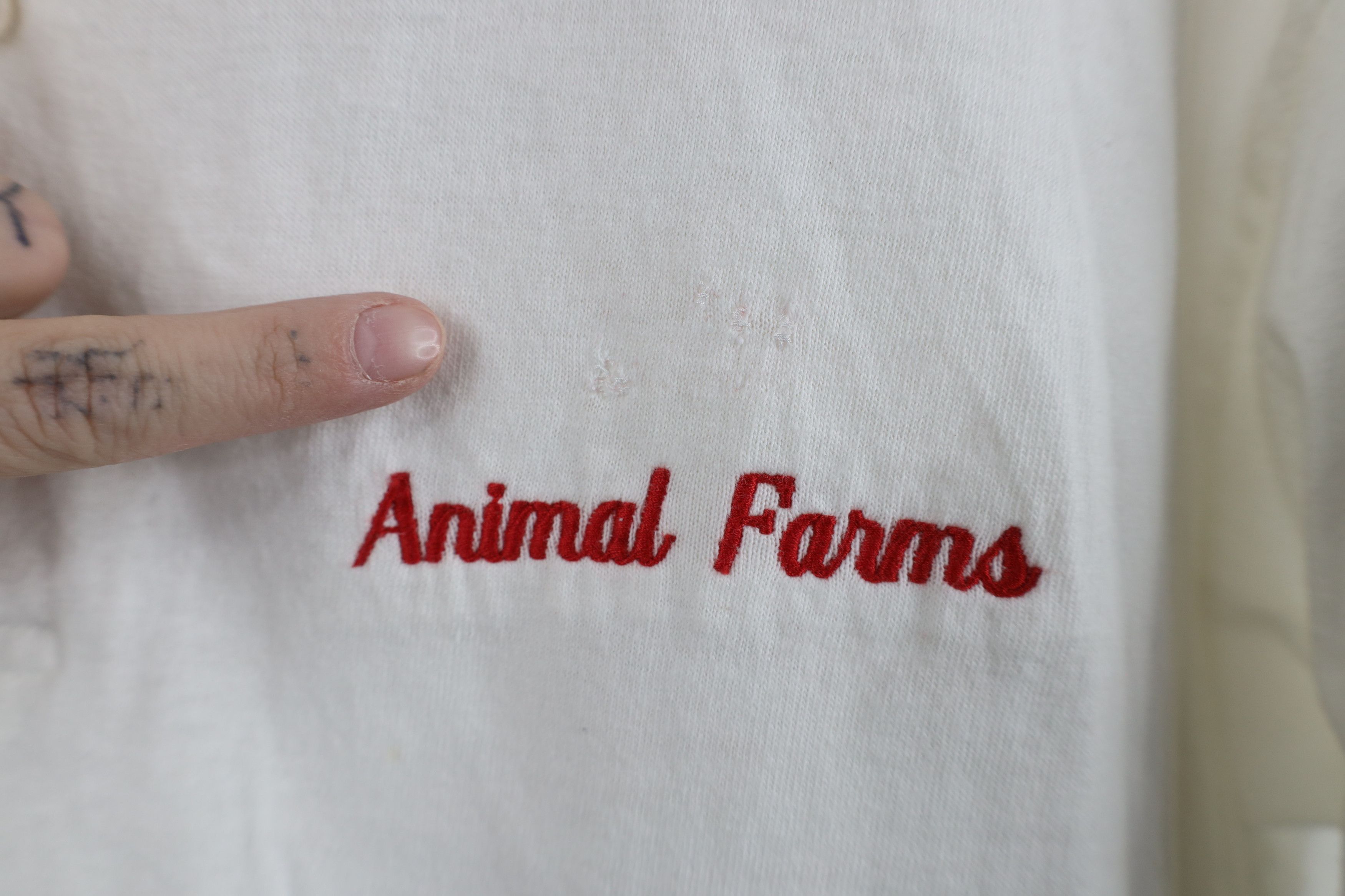 Vintage Vintage 80s 90s Spell Out Animal Farms Polo Shirt White USA Size US L / EU 52-54 / 3 - 4 Thumbnail