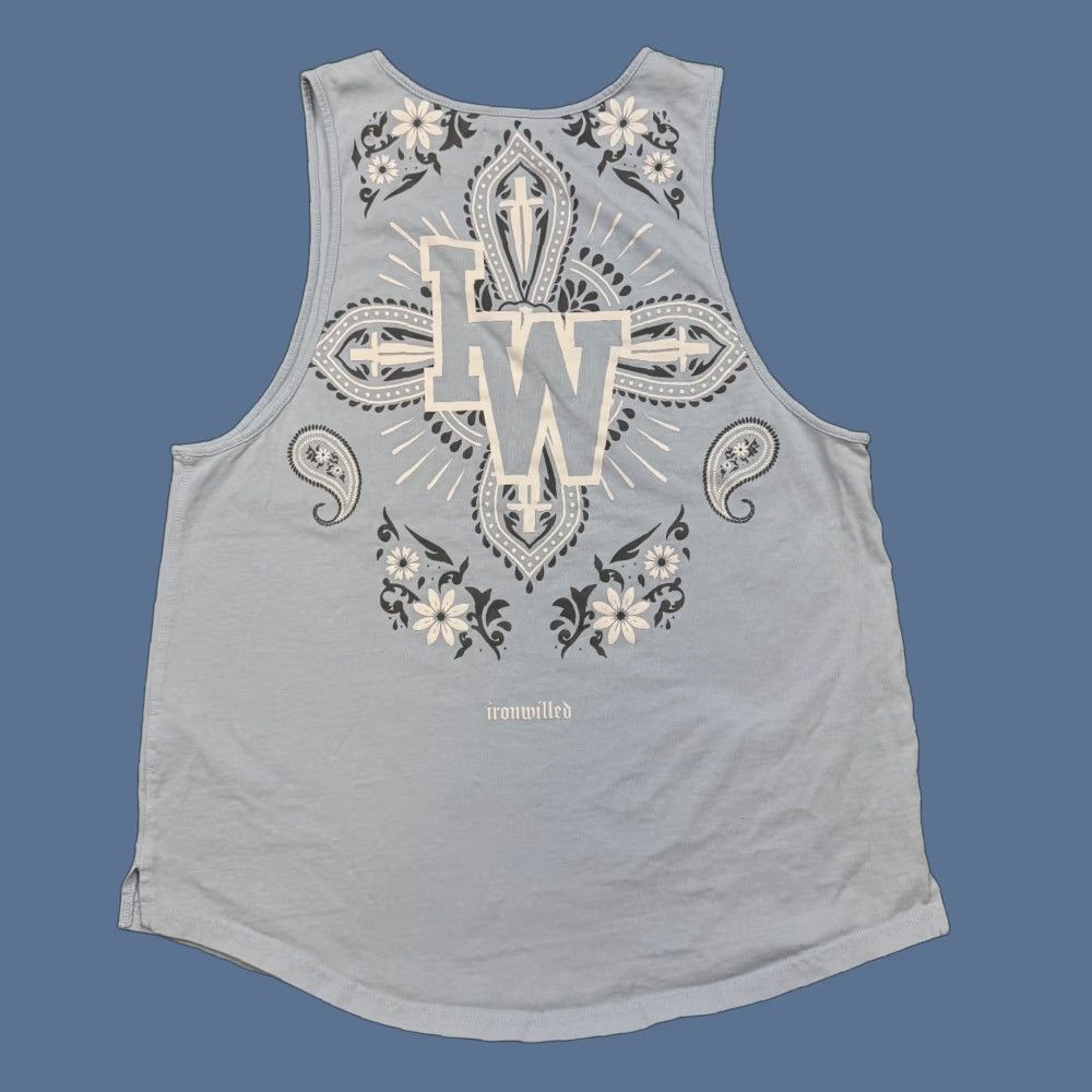 Vintage Iron Willed Tank Top Shirt Men M Blue Sleeveless Activewear Performance Crew Neck Jersey Cotton Graphic Print Sports Vintage No Size US M / EU 48-50 / 2 - 1 Thumbnail
