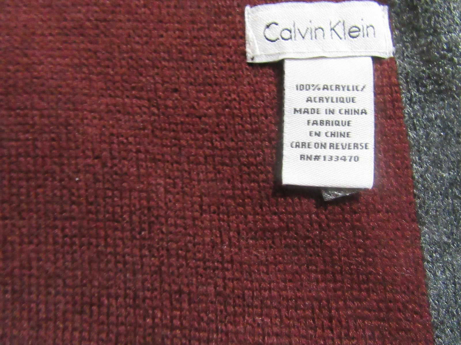 Calvin Klein Calvin Klein Mens Knit Muffler Scarf Wine and Grey NWT Size ONE SIZE - 4 Thumbnail