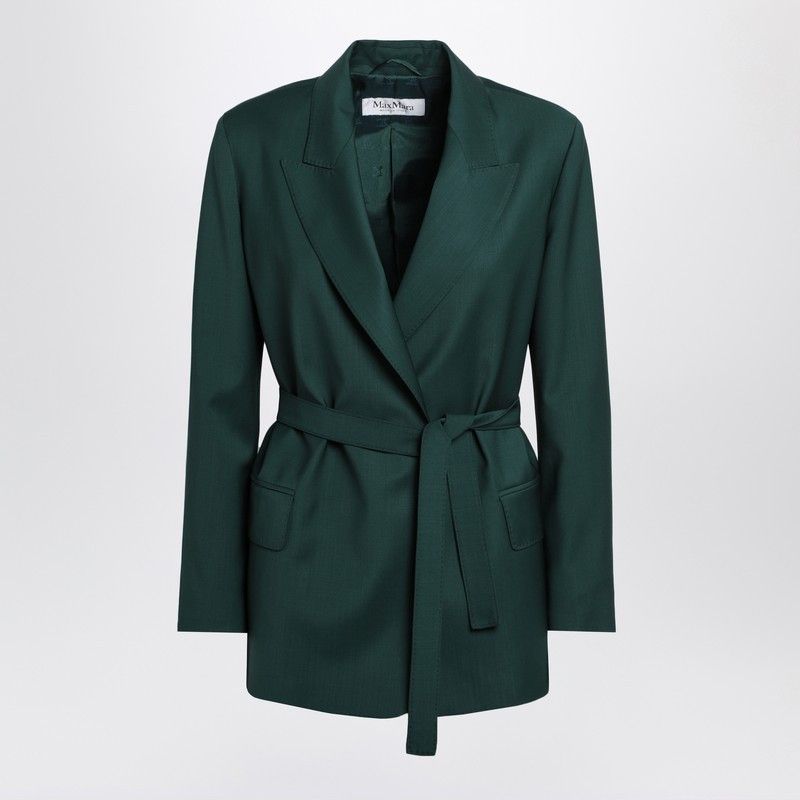 Max Mara Max Mara Green Wool Canvas Jacket With Belt Size XS / US 0-2 / IT 36-38 - 1 Thumbnail