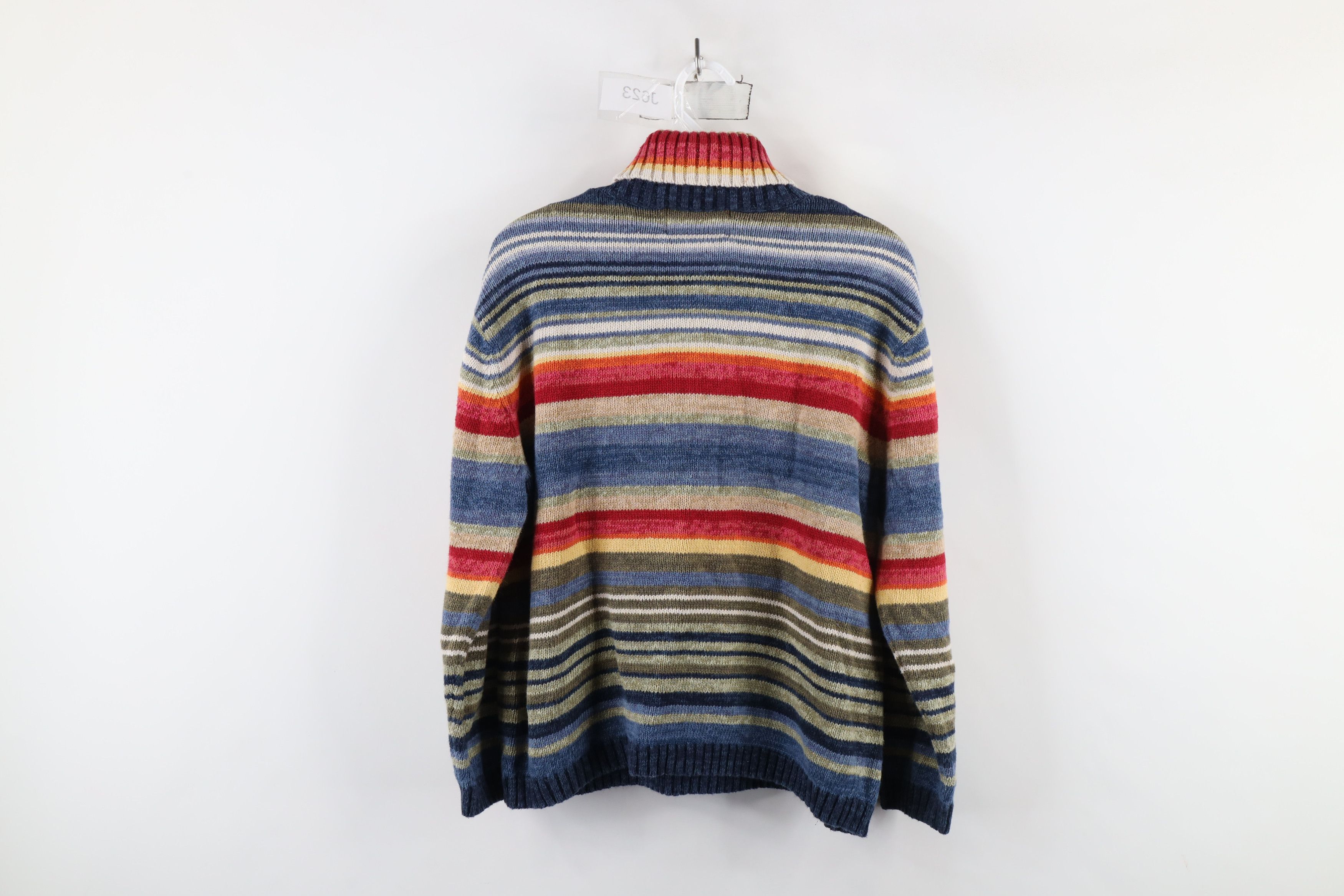 Vintage Vintage Y2K 2003 Streetwear Striped Knit Turtleneck Sweater Size L / US 10 / IT 46 - 7 Thumbnail