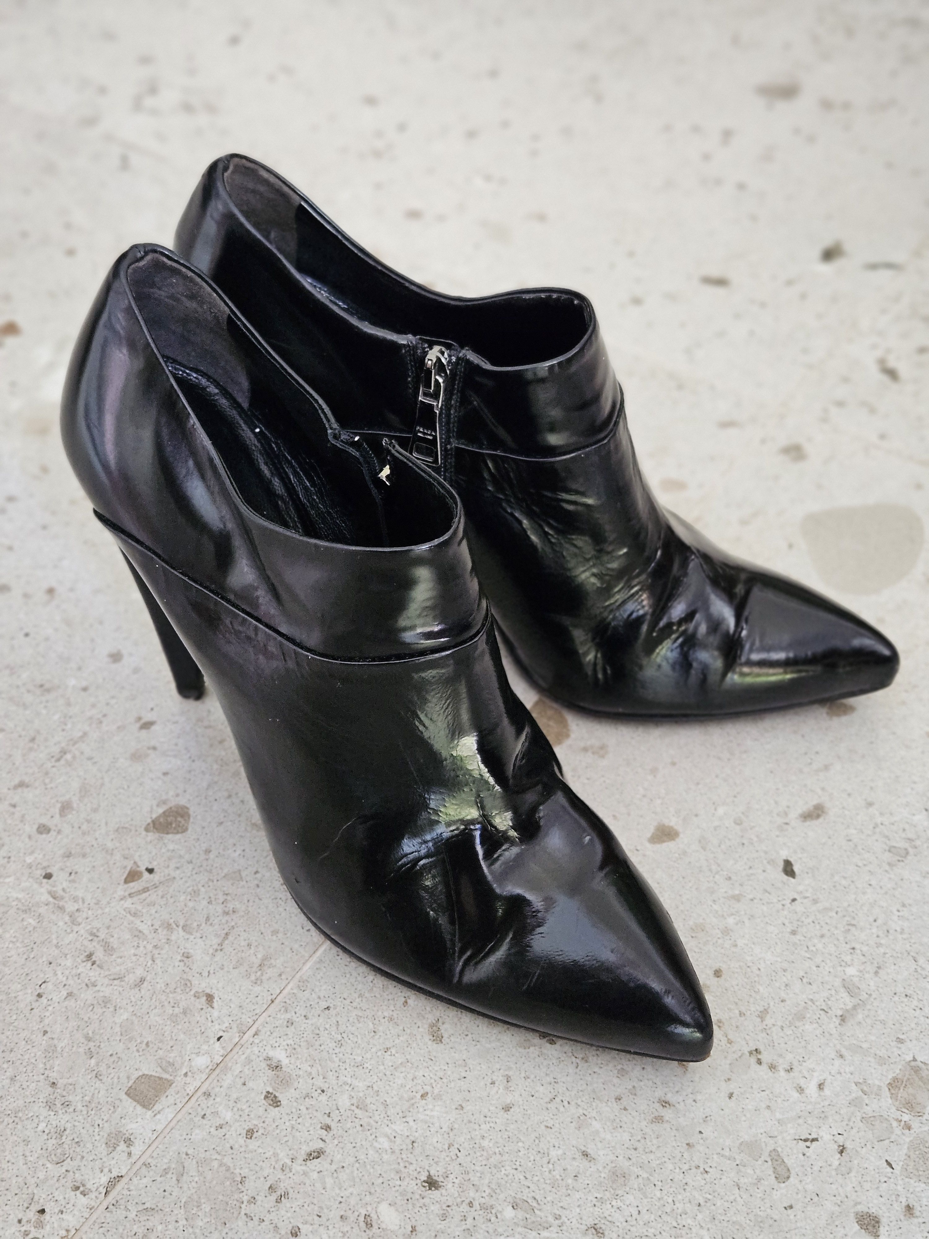 Prada Patent leather black zipped heels Prada Size US 10 / IT 40 - 5 Thumbnail