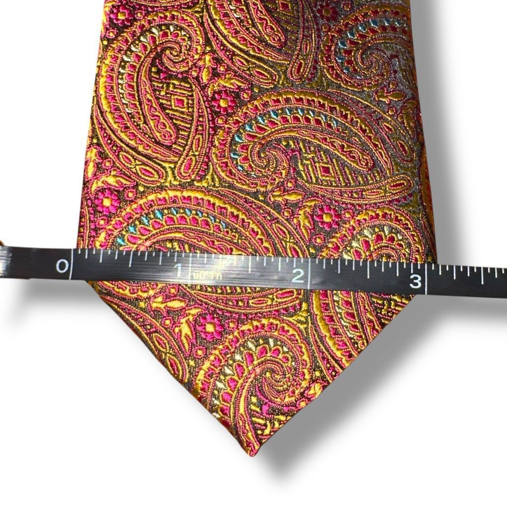 Barena Venezia Venezia Pink Paisley 100% Silk Handmade in Italy Neck Tie Size ONE SIZE - 2 Thumbnail