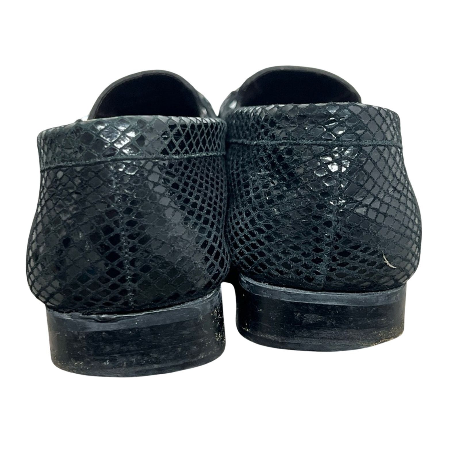 Stuart Weitzman Stuart Weitzman Leather Snakeskin Square Toe Loafers Onyx Size US 7.5 / IT 37.5 - 7 Thumbnail