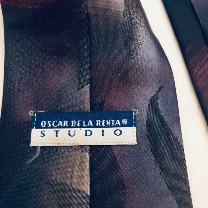 Oscar De La Renta #1585 VTG Oscar de la Renta vintage gray men's necktie Size ONE SIZE - 3 Thumbnail