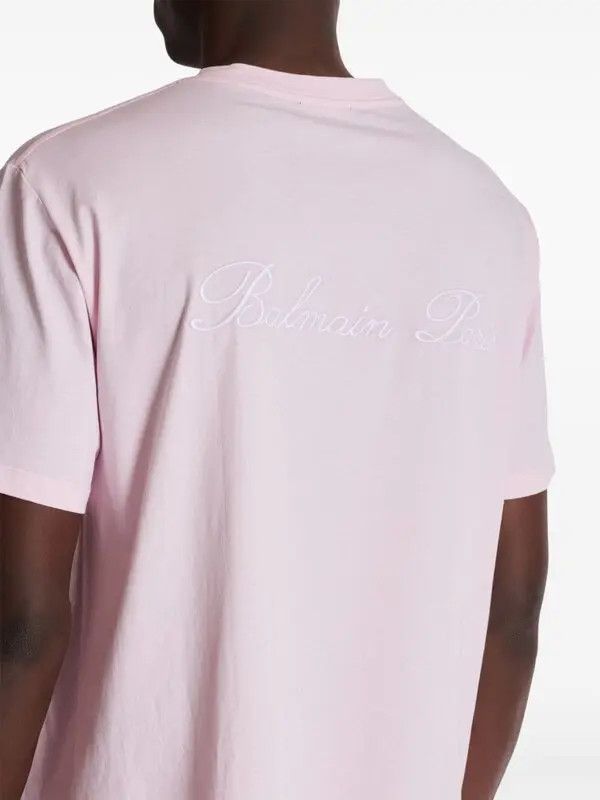 Balmain o1s1wg110925 Logo Embroidered Cotton T-Shirt in White Size US L / EU 52-54 / 3 - 5 Thumbnail