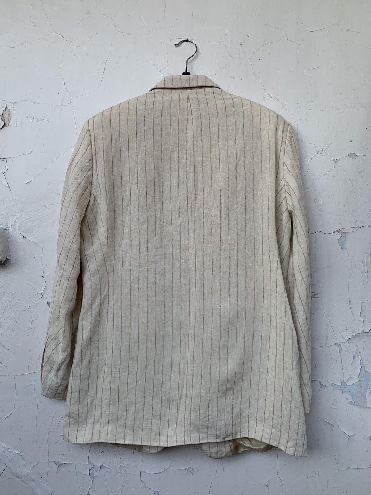 Karl Lagerfeld 🧿linen pinstriped vintage summer blazer beige Size 50R - 7 Thumbnail