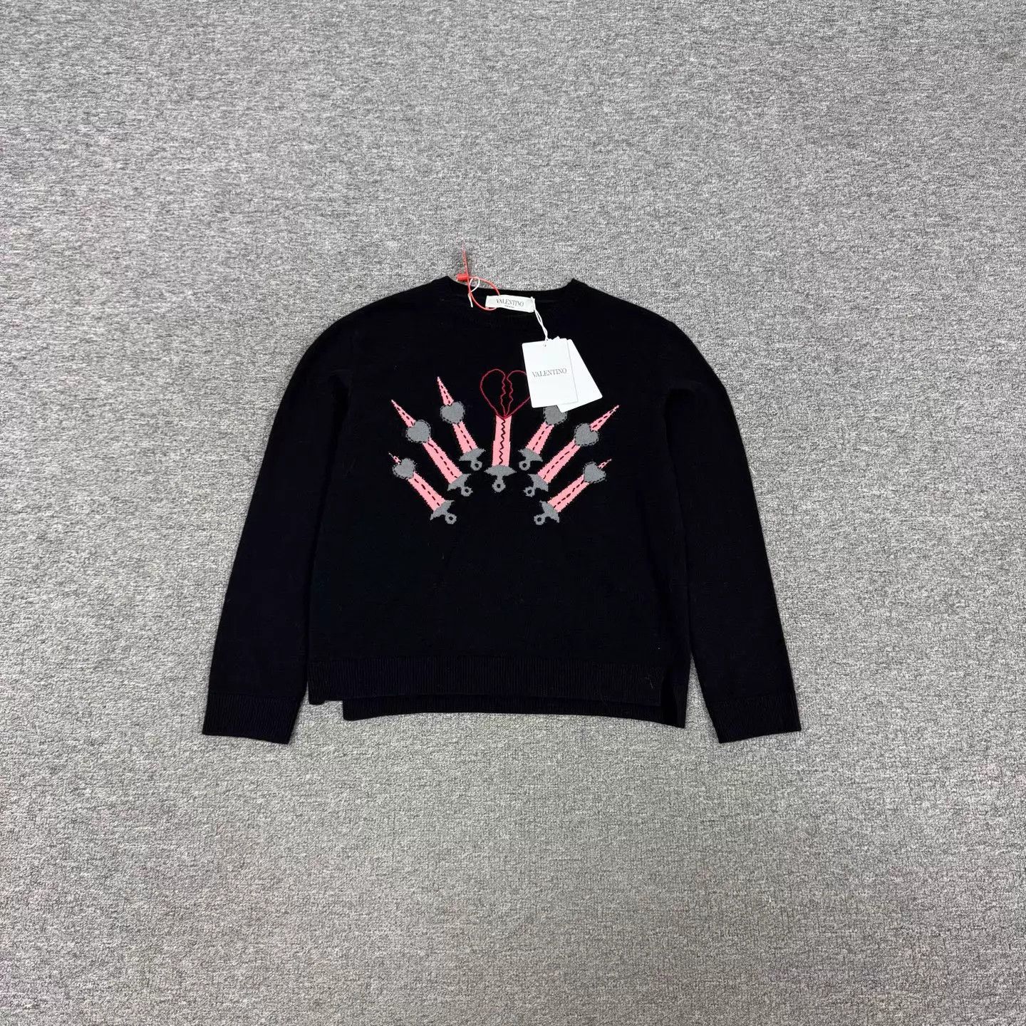 Valentino Valentino Black Heart Blade Intarsia Knit Sweater XS Size US XS / EU 42 / 0 - 1 Thumbnail