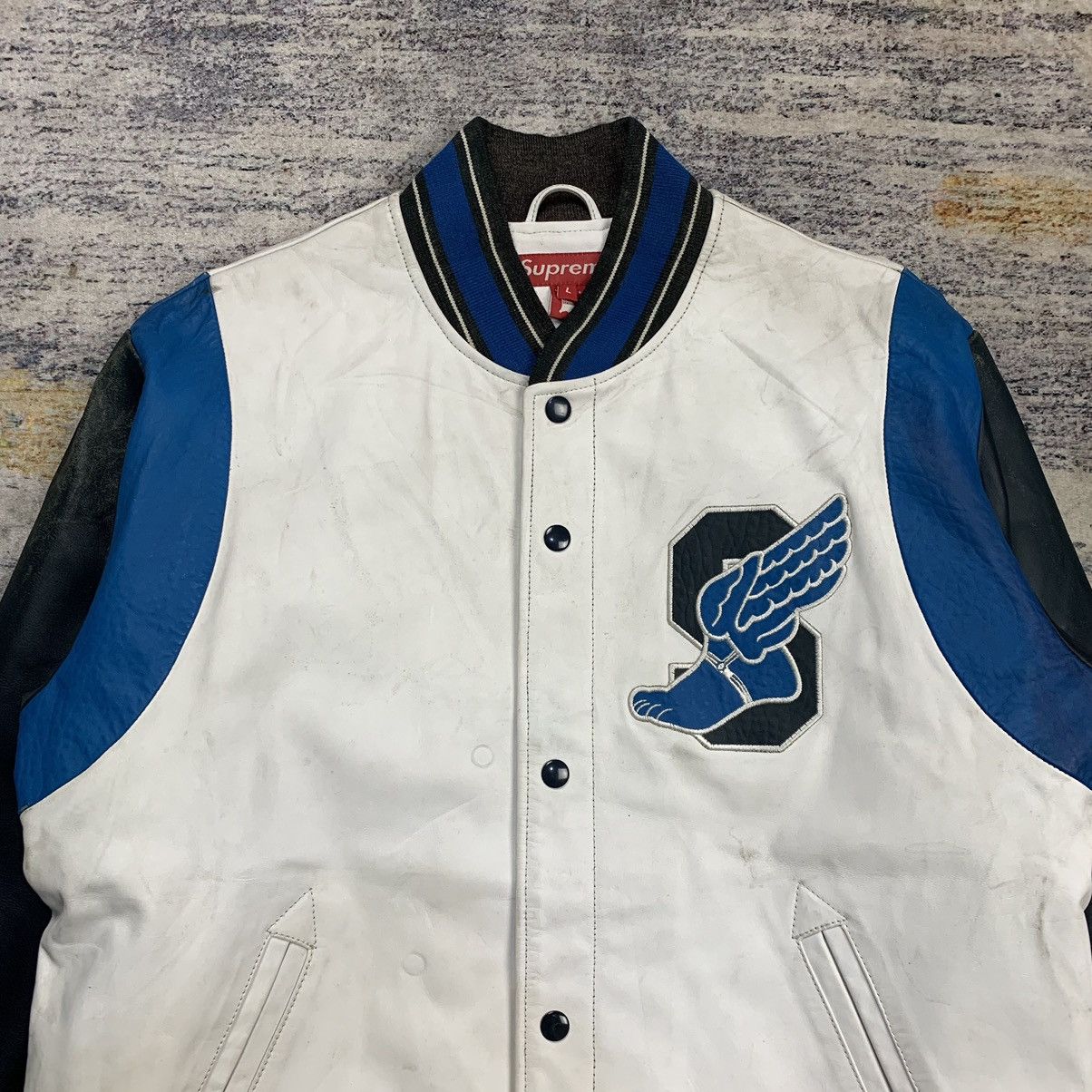 Supreme Rare 2001 Supreme S Wing varsity leather jacket Size US L / EU 52-54 / 3 - 3 Thumbnail