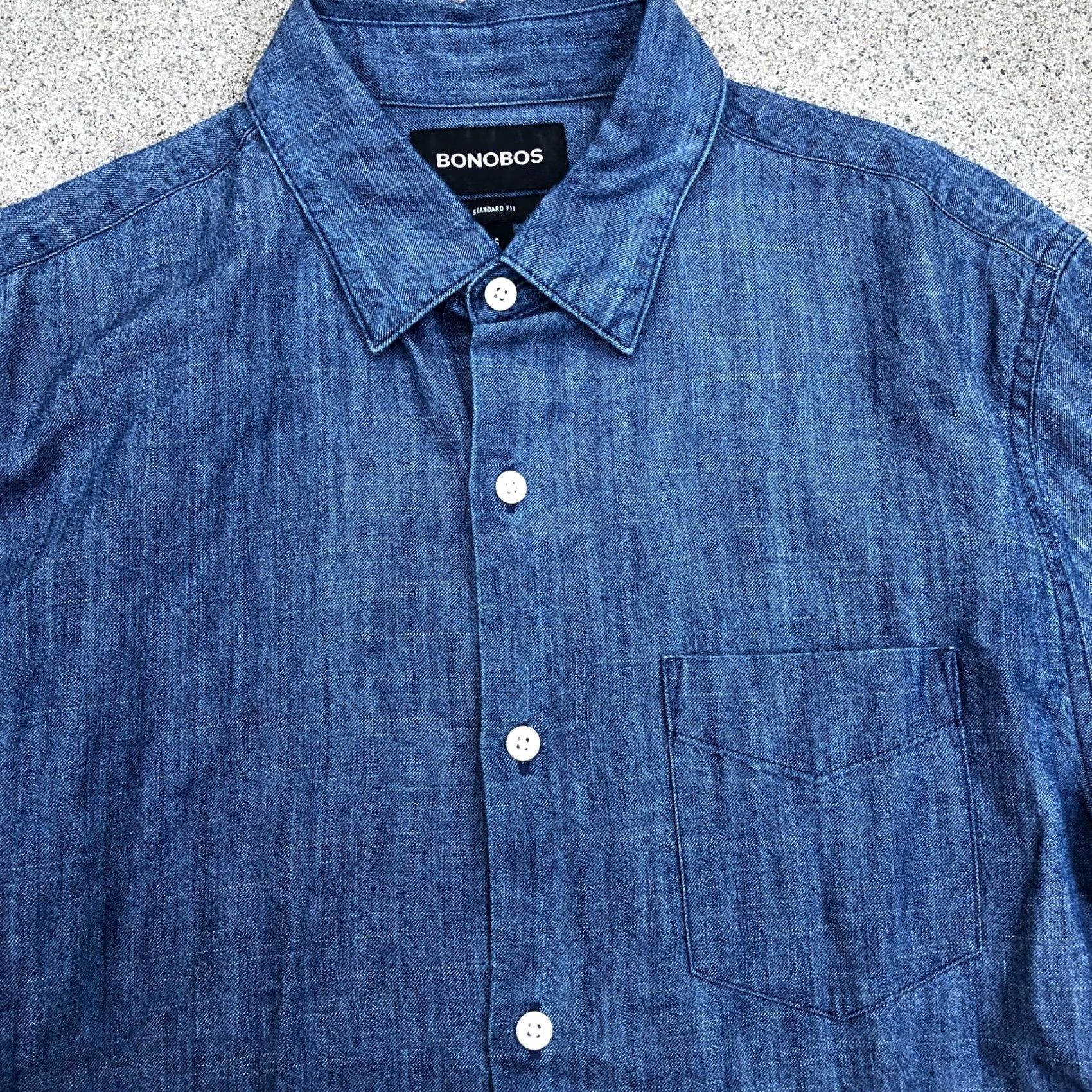 Bonobos Bonobos Button-Up Shirt Men's SMALL Chambray Cotton Blue Collared Size US S / EU 44-46 / 1 - 2 Thumbnail