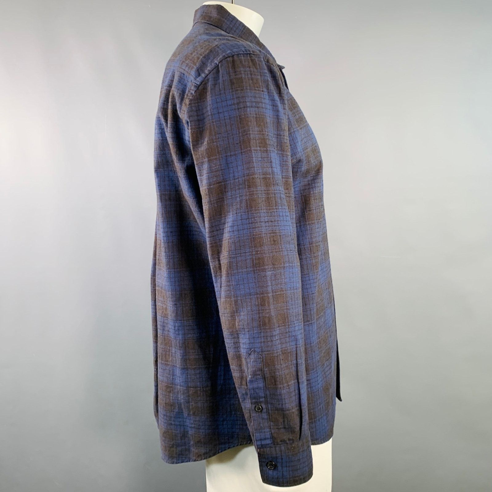 Billy Reid BILLY REID Size XL Navy Cotton One Pocket Long Sleeve Shirt Size US XL / EU 56 / 4 - 3 Thumbnail
