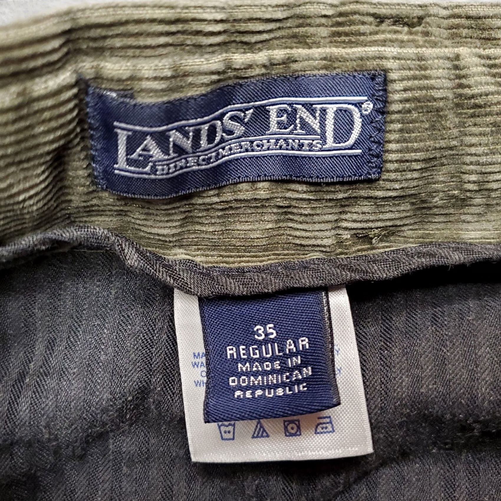 Lands' End Lands' End Pants Womens 35x30 Green Corduroy Pleated Tapered 70s Retro Casual Chino Straight Front Vintage Girls Womens Size 24" / US 00 / IT 34 - 4 Thumbnail