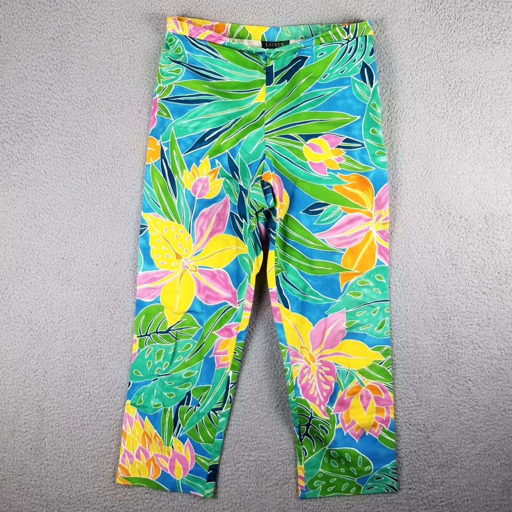 Ralph Lauren Lauren Ralph Lauren Pants Womens 8 Floral AOP Hawaii Pull On Stretch Crop 30X24 Size 30" / US 8 / IT 44 - 2 Thumbnail