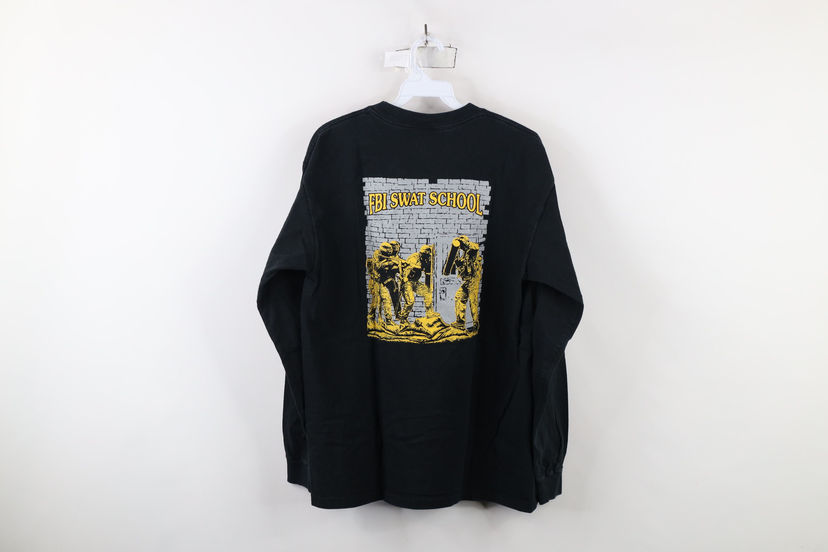 Vintage Vintage 90s Perry FBI Swat School Long Sleeve T-Shirt Black Size US L / EU 52-54 / 3 - 10 Thumbnail