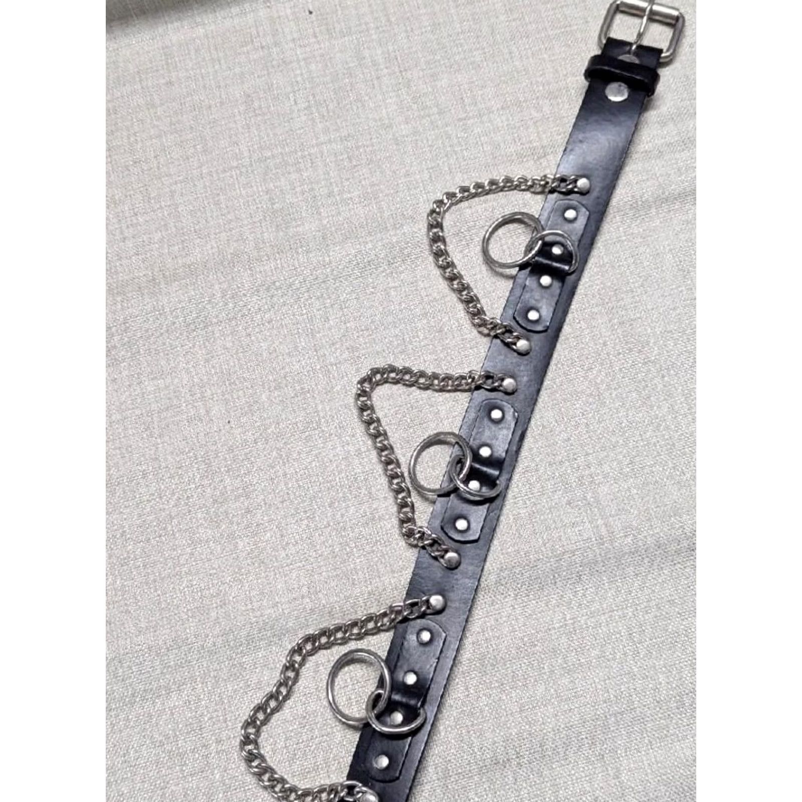 Hot Topic VINTAGE hot topic belt leather black handcuffs 40 goth punk 90s CHAINS Tripp Y2K adjustable Mens belts Size 40 - 4 Thumbnail