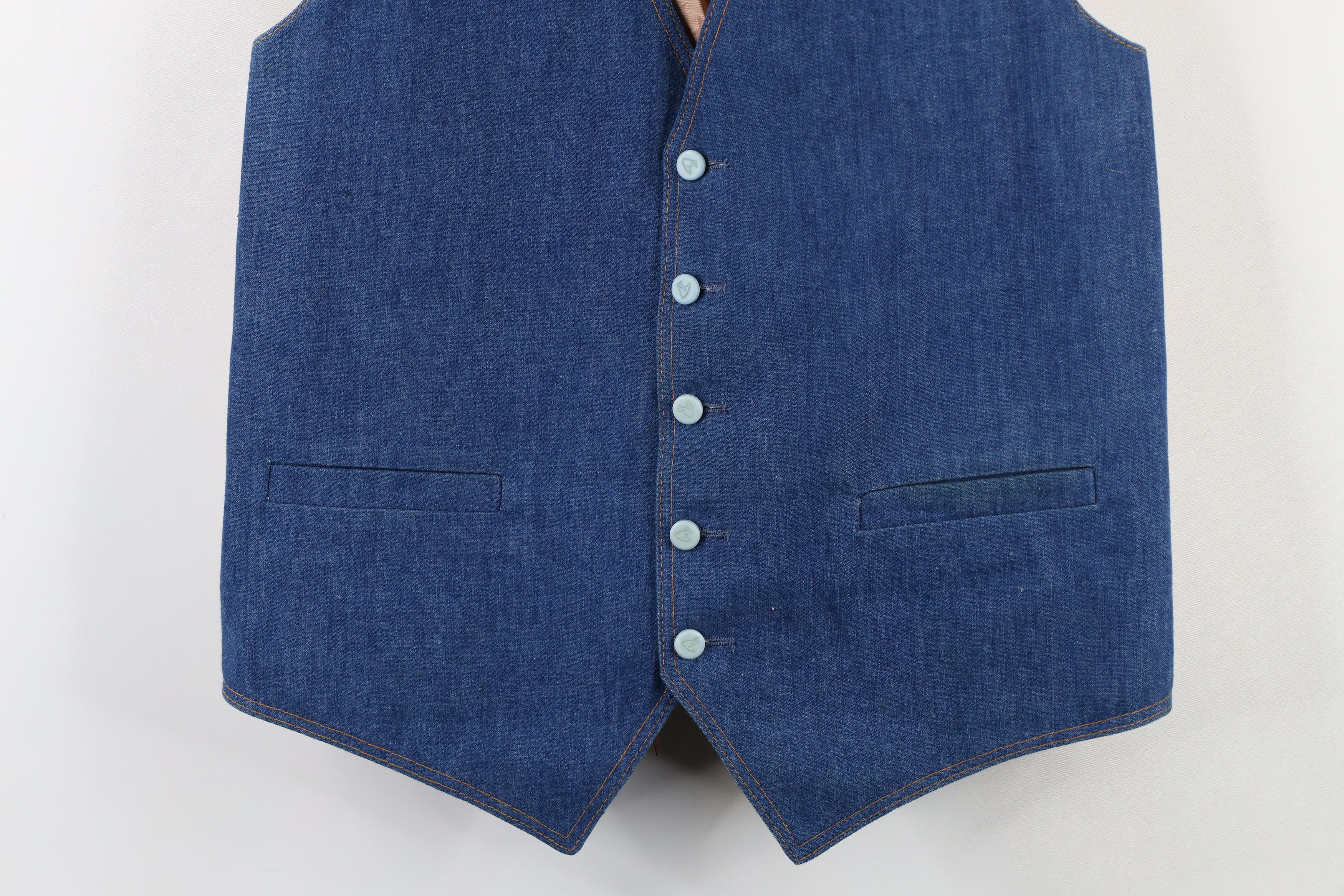 Vintage Vintage 70s Streetwear Back Denim Jean Vest Jacket Blue USA Size US M / EU 48-50 / 2 - 3 Thumbnail