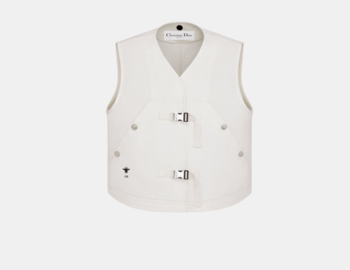 Dior o1w1db10925 441C33 Macrocannage Vest in Ecru Size L / US 10 / IT 46 - 3 Thumbnail