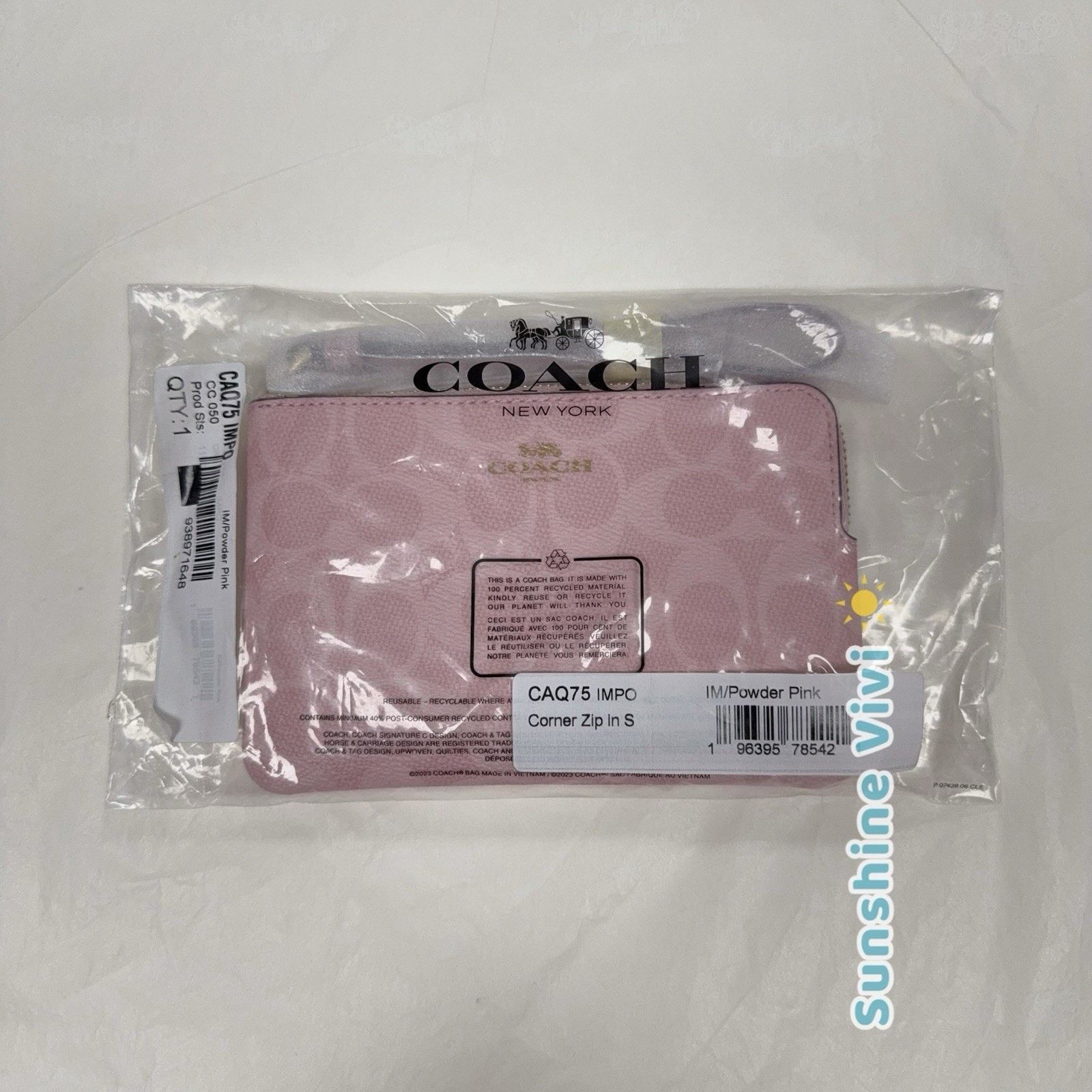 Coach NWT Coach CAQ75 Corner Zip Wristlet In Gold/Powder Pink Size ONE SIZE - 5 Thumbnail