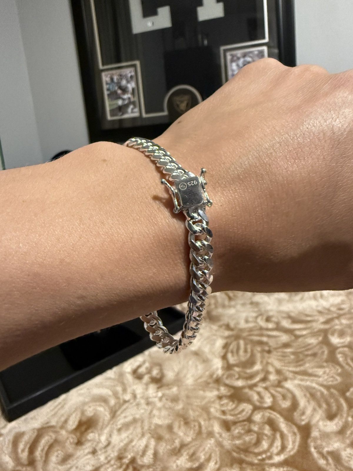 Designer Miami Cuban Bracelet 7.4mm 925 Pure Silver Size ONE SIZE - 1 Thumbnail