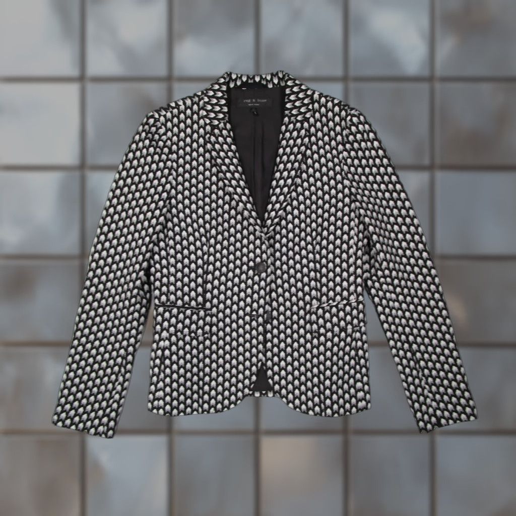 Rag & Bone Rag Bone Blazer Women 2 Black Arrow Print Bailey 2 Button Wool Blend Cotton Blend Jacket Cardigan? Size XS / US 0-2 / IT 36-38 - 1 Thumbnail
