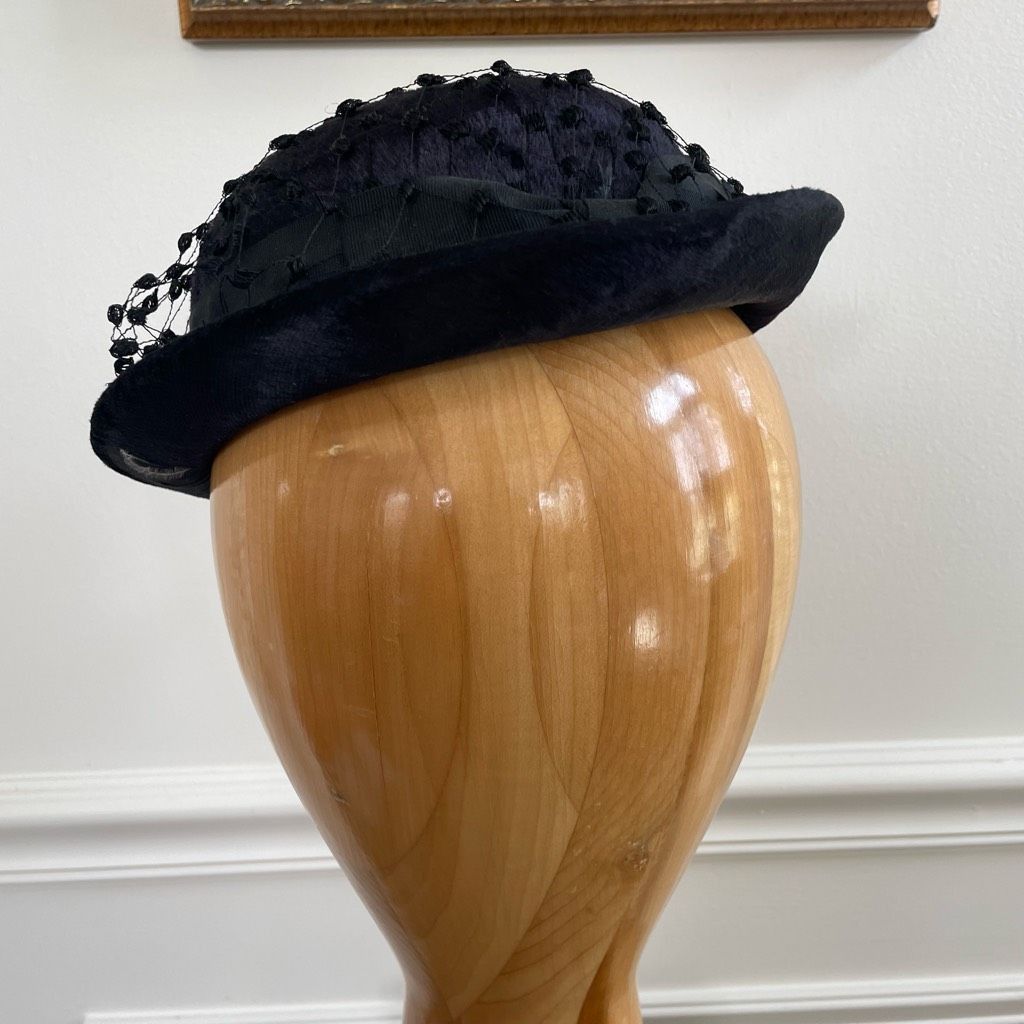 Vintage Vintage 60s Black Hat Veil Grossgrain Ribbon Bow Band Small Size ONE SIZE - 3 Thumbnail
