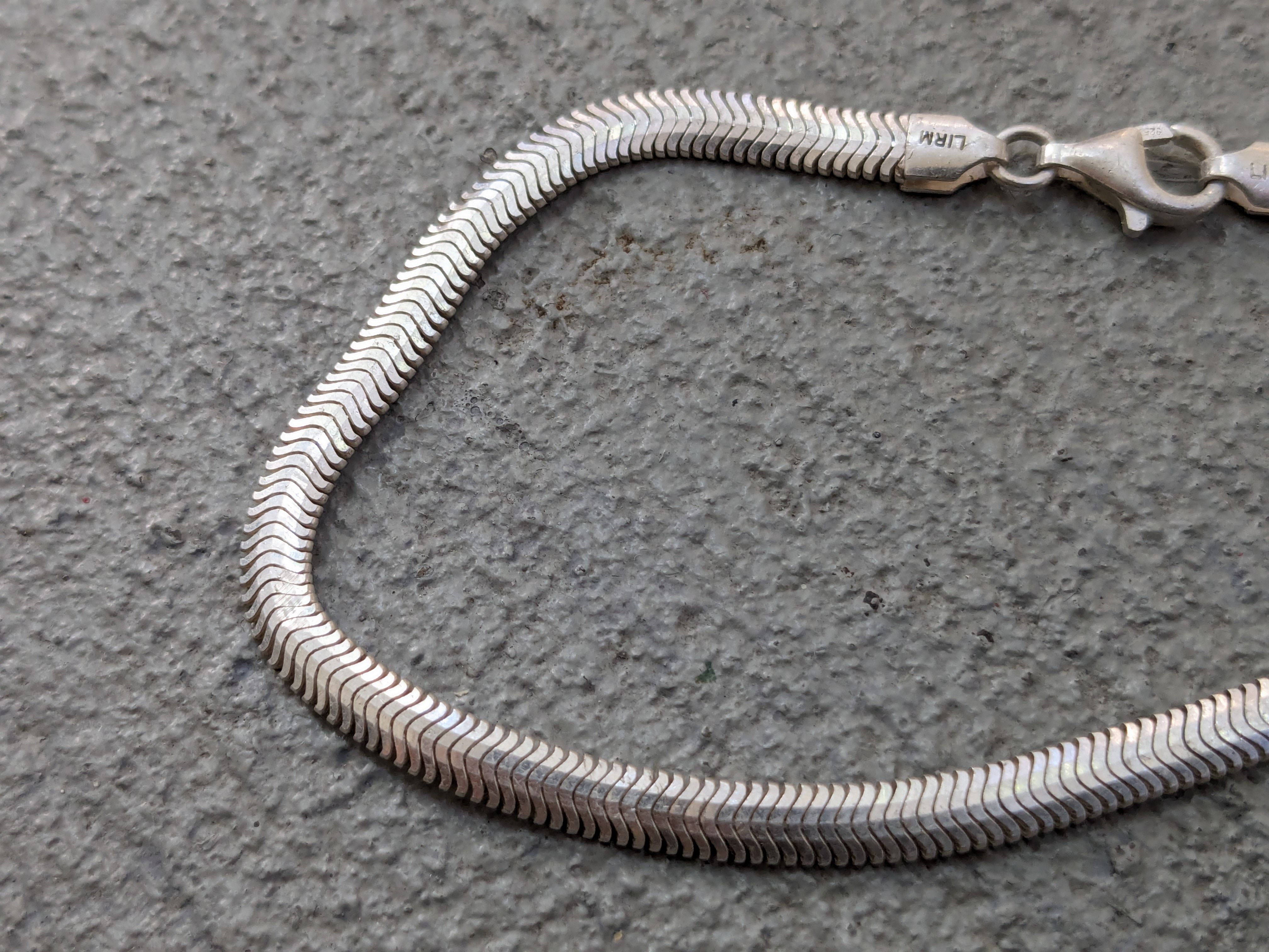 Vintage Vintage Sterling Silver Herringbone Bracelet Snake Italy Size ONE SIZE - 11 Thumbnail