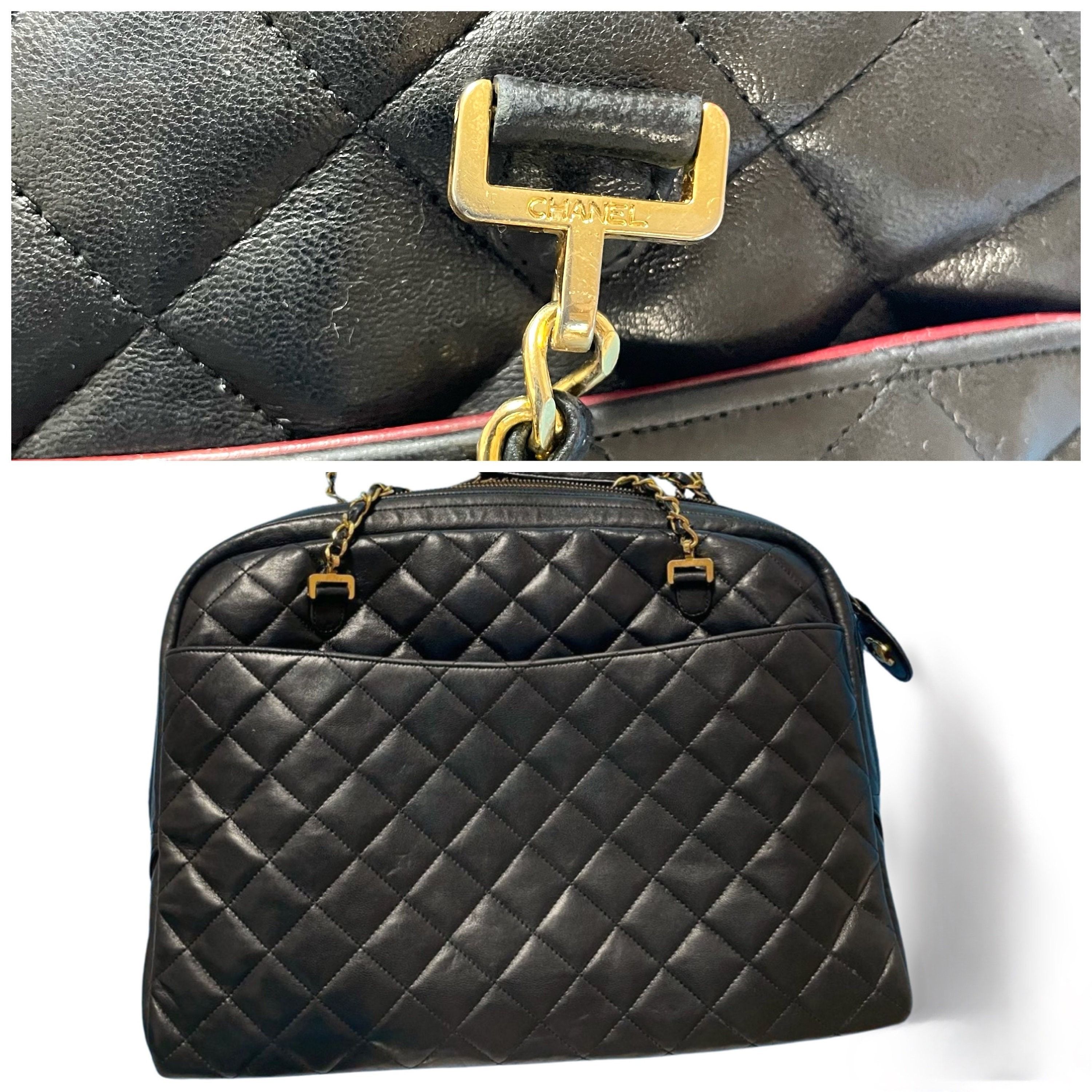 Chanel Vintage CHANEL black lamb leather large bag with cc pull Size ONE SIZE - 7 Thumbnail