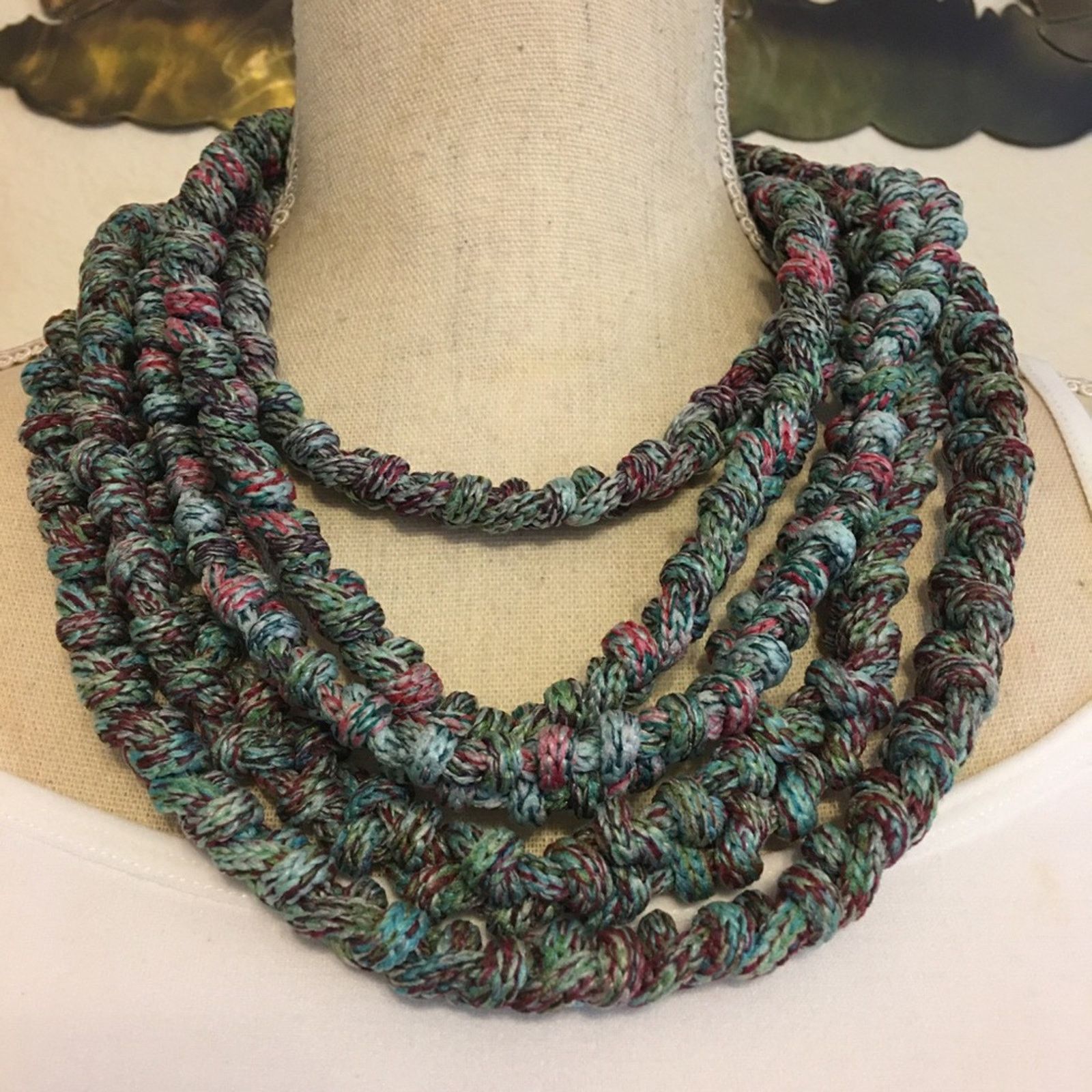 Jewelry Handmade multi strand knotted yarn necklace Size ONE SIZE - 1 Thumbnail