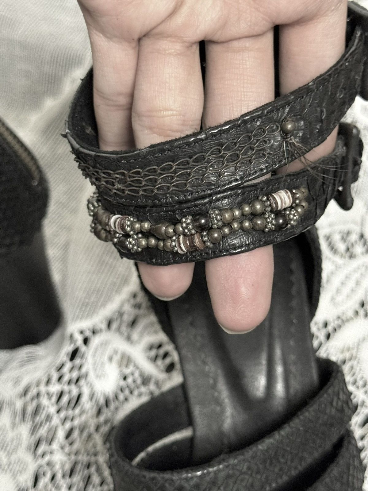 14th Addiction 14th Addiction Python Leather Straps Heels Size US 6 / IT 36 - 7 Thumbnail