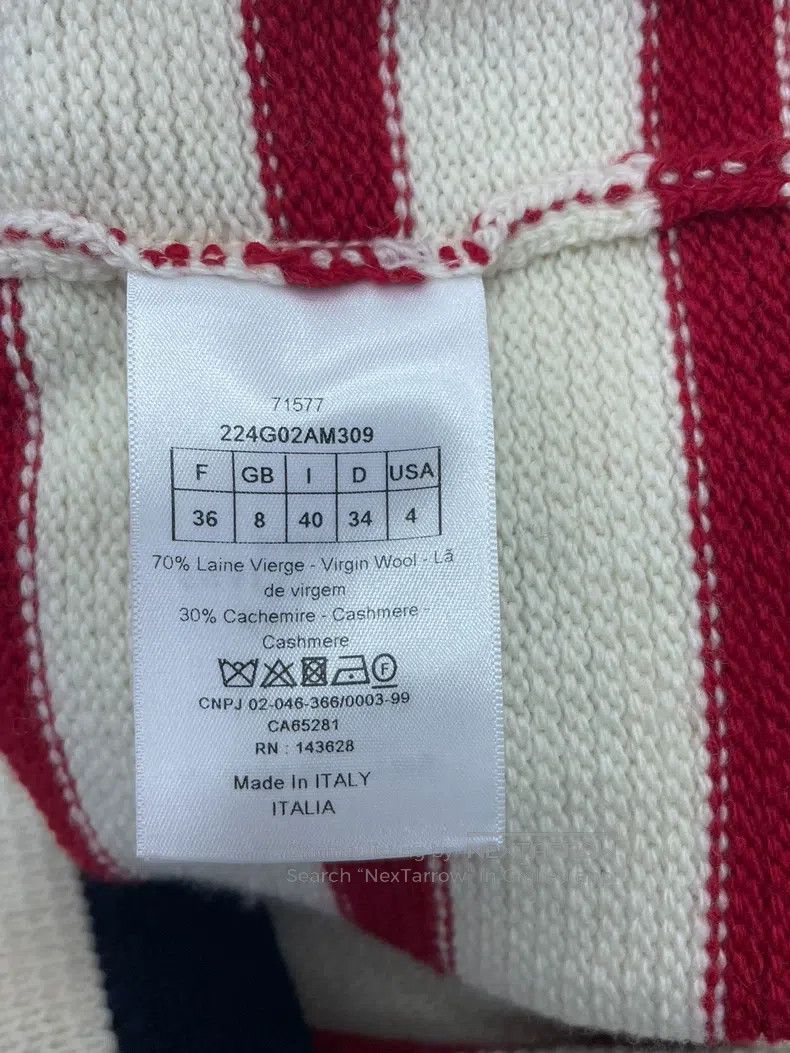 Dior Dior Red and white colour-block striped navy collar knitte Size XS / US 0-2 / IT 36-38 - 5 Thumbnail