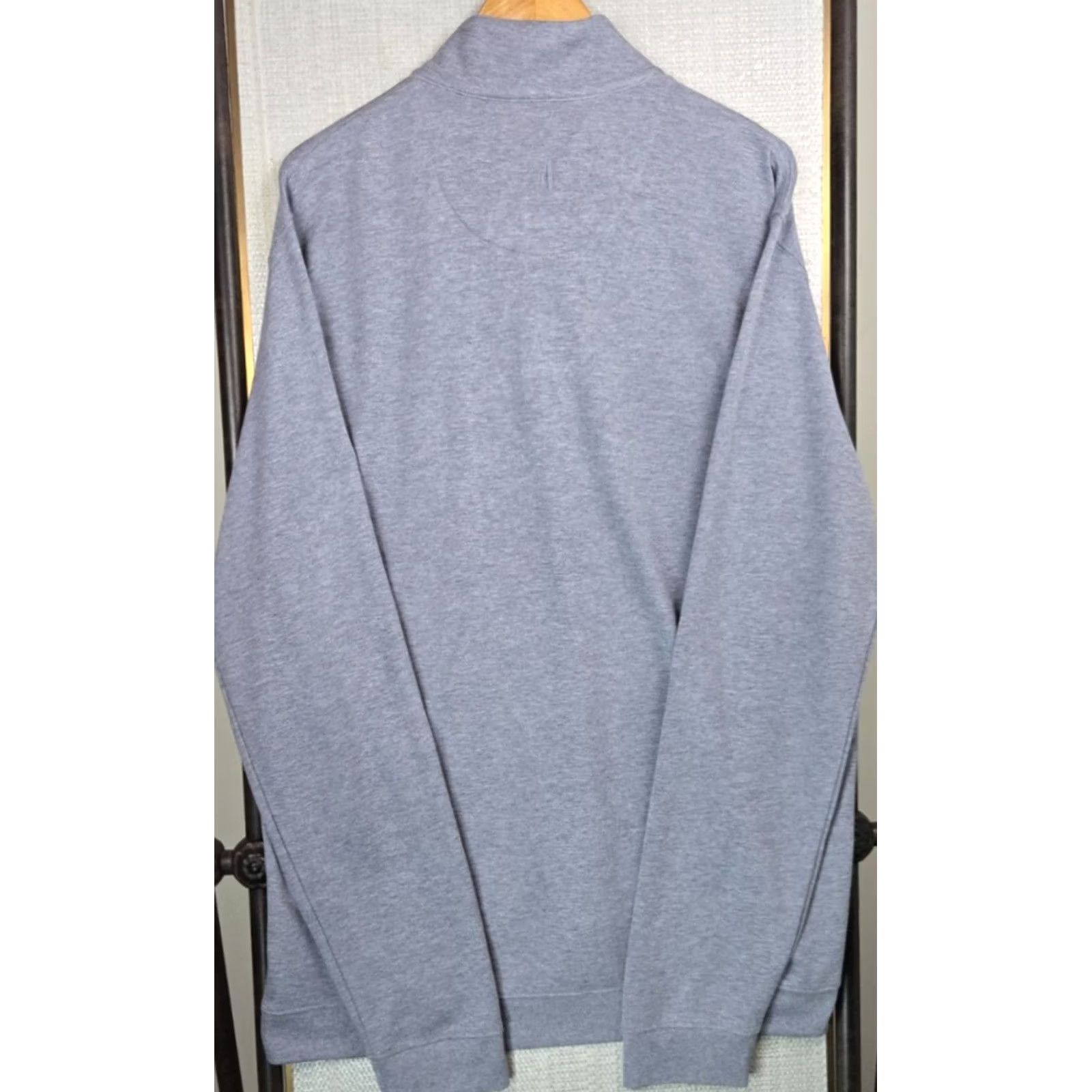 johnnie-O JOHNNIE-O Mens XL Pullover 1/4 Zip Golf Sweatshirt Blue Knit Cotton Blend Mock Neck Windproof? (Note: cannot add new words) Size US XL / EU 56 / 4 - 6 Thumbnail