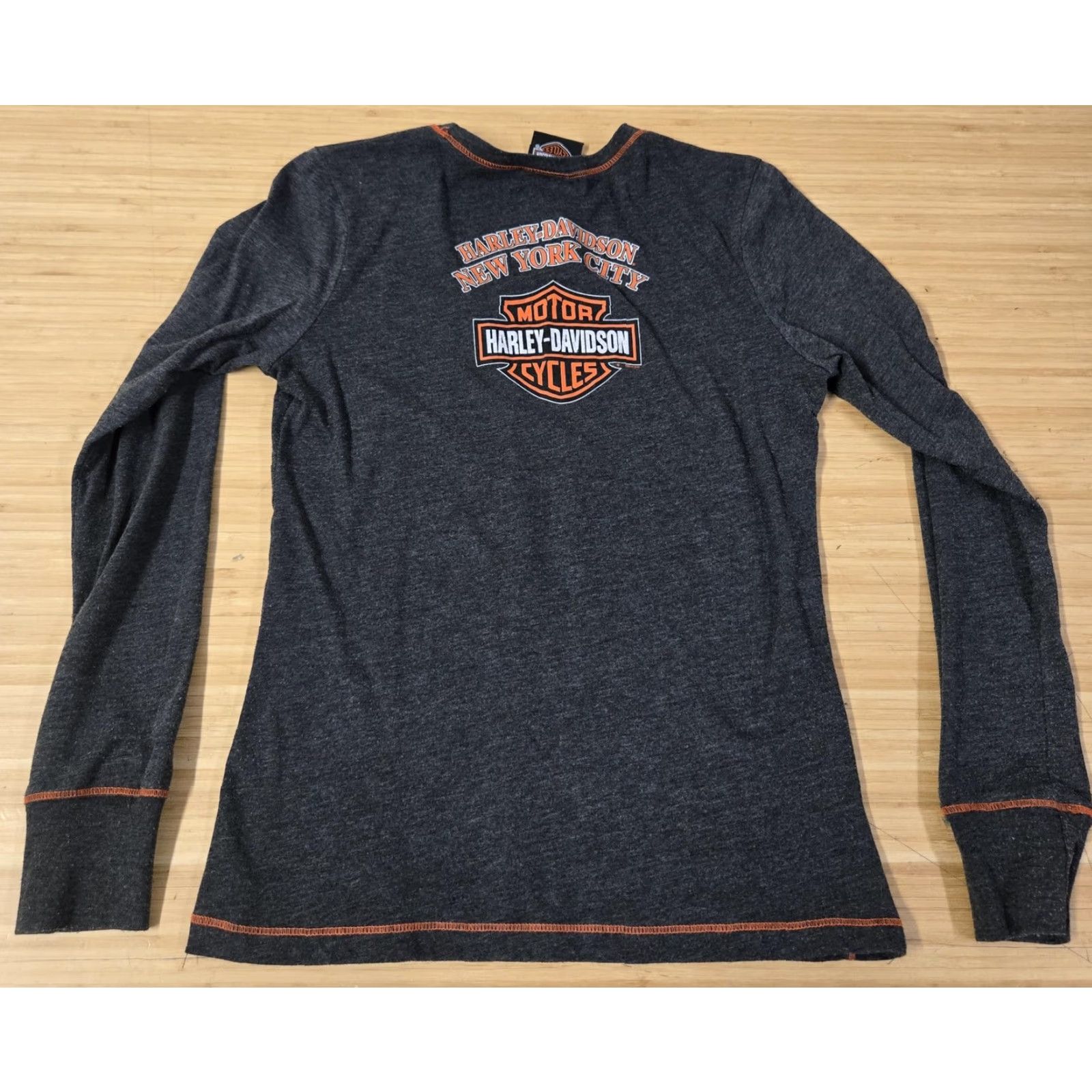 Harley Davidson VINTAGE Harley-Davidson Shirt Womens S Gray Long Sleeve New York City Made USA Biker Size S / US 4 / IT 40 - 4 Thumbnail