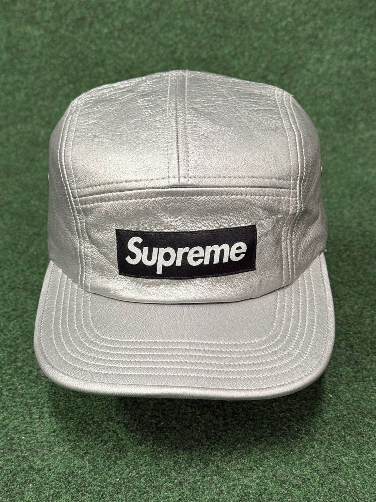 Supreme 2016 Supreme Silver Leather Camp Cap Size ONE SIZE - 1 Thumbnail