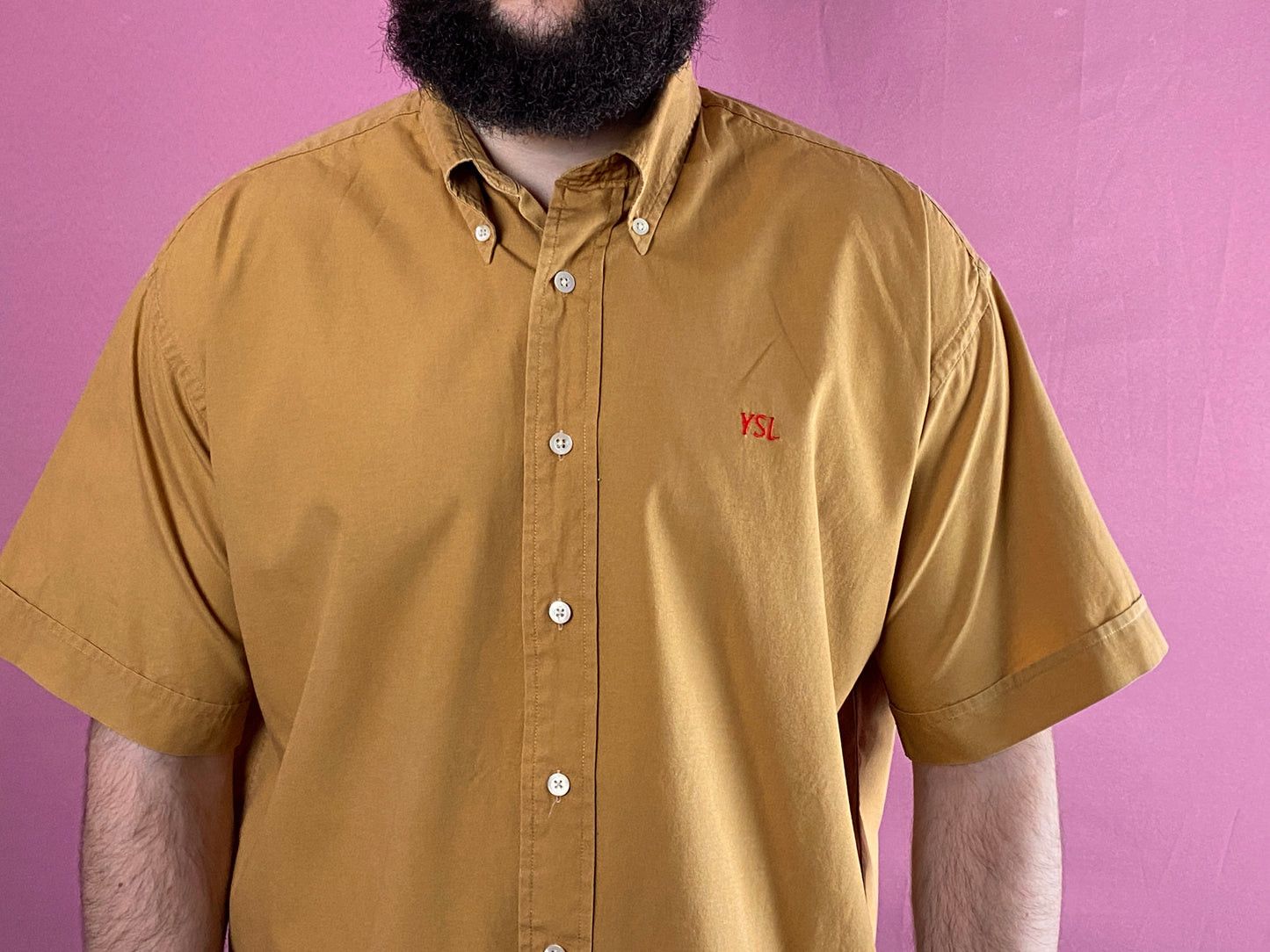Designer × Yves Saint Laurent Yves Saint Laurent Vintage Men's Short Sleeve Shirt - L Size US L / EU 52-54 / 3 - 4 Thumbnail