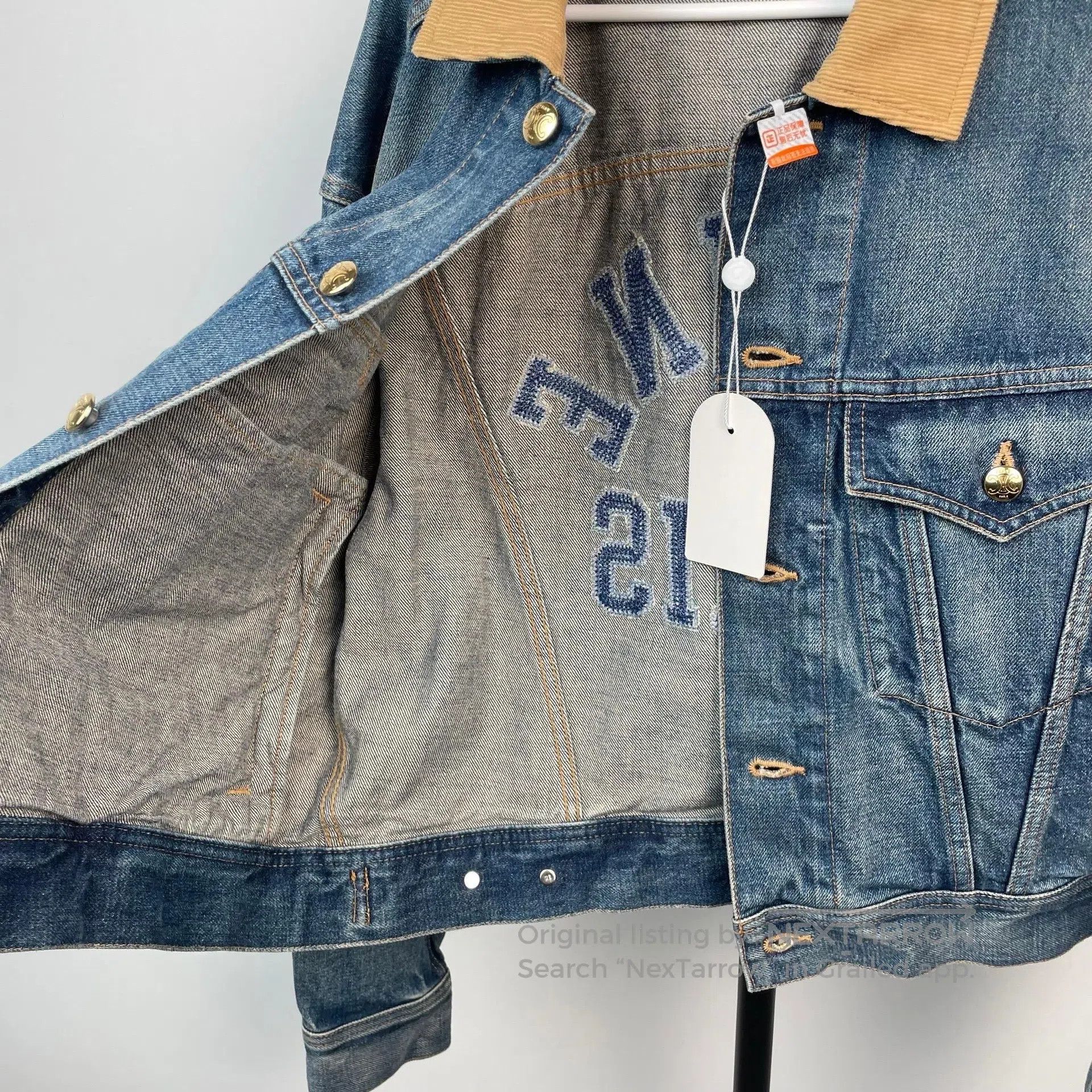 Celine CELINE Blue Washed Logo Letter Embroidered Cotton Collar S Size US S / EU 44-46 / 1 - 4 Thumbnail