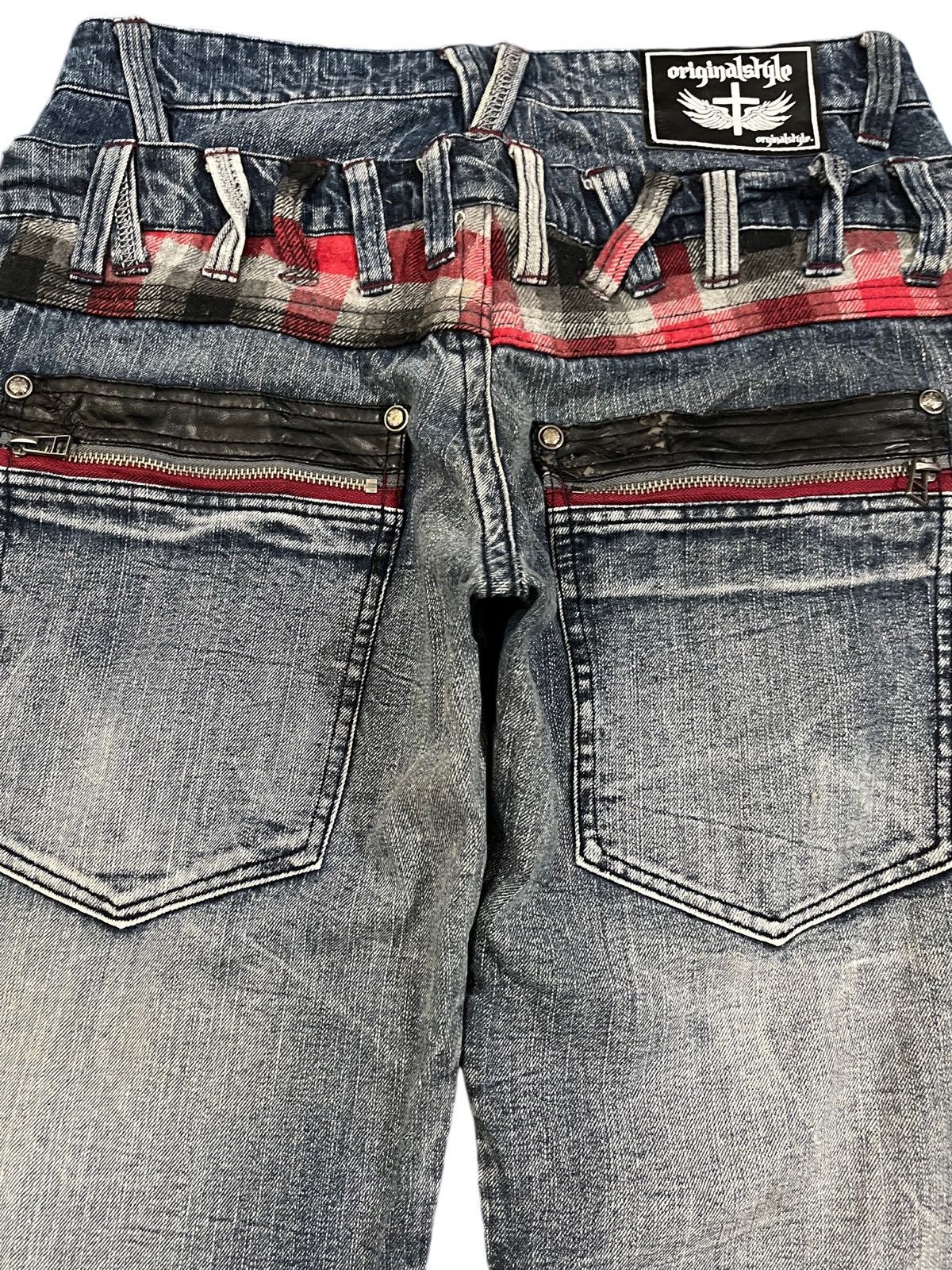 Who Decides War Vintage Originalstyle Double Waist Distressed Denim Size US 31 - 9 Thumbnail