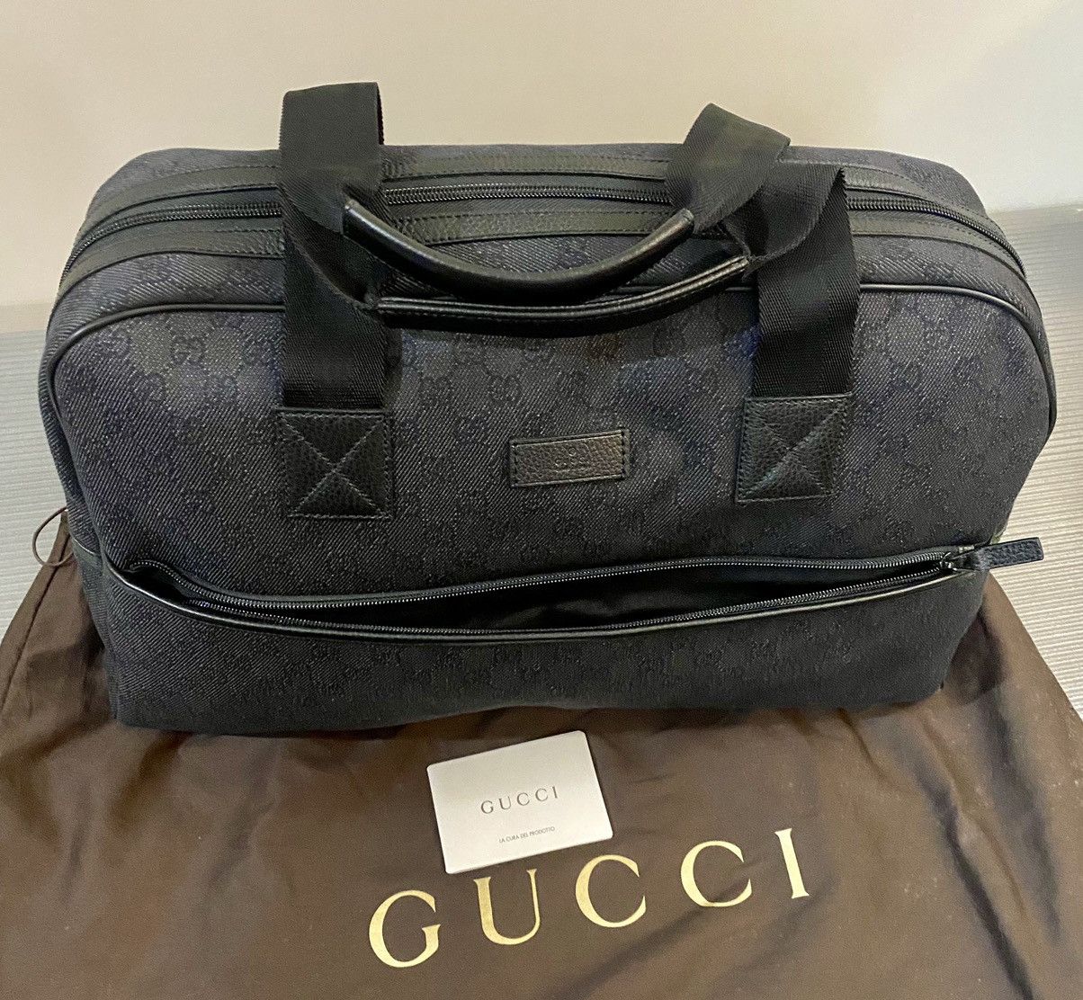 Gucci Gucci Nero GG kanvas leather carry all bag unisex NEW Grailed
