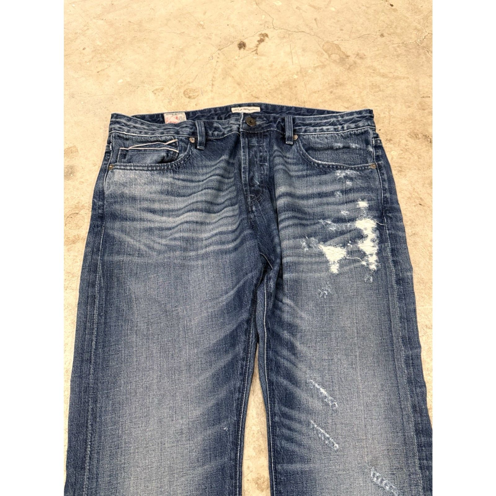 Cult Of Individuality Cult of Individuality Jeans Mens 38x28 Blue Rebel Straight Selvedge Whiskers 5-Pocket Design Distressed Logo Size US 38 / EU 54 - 6 Thumbnail
