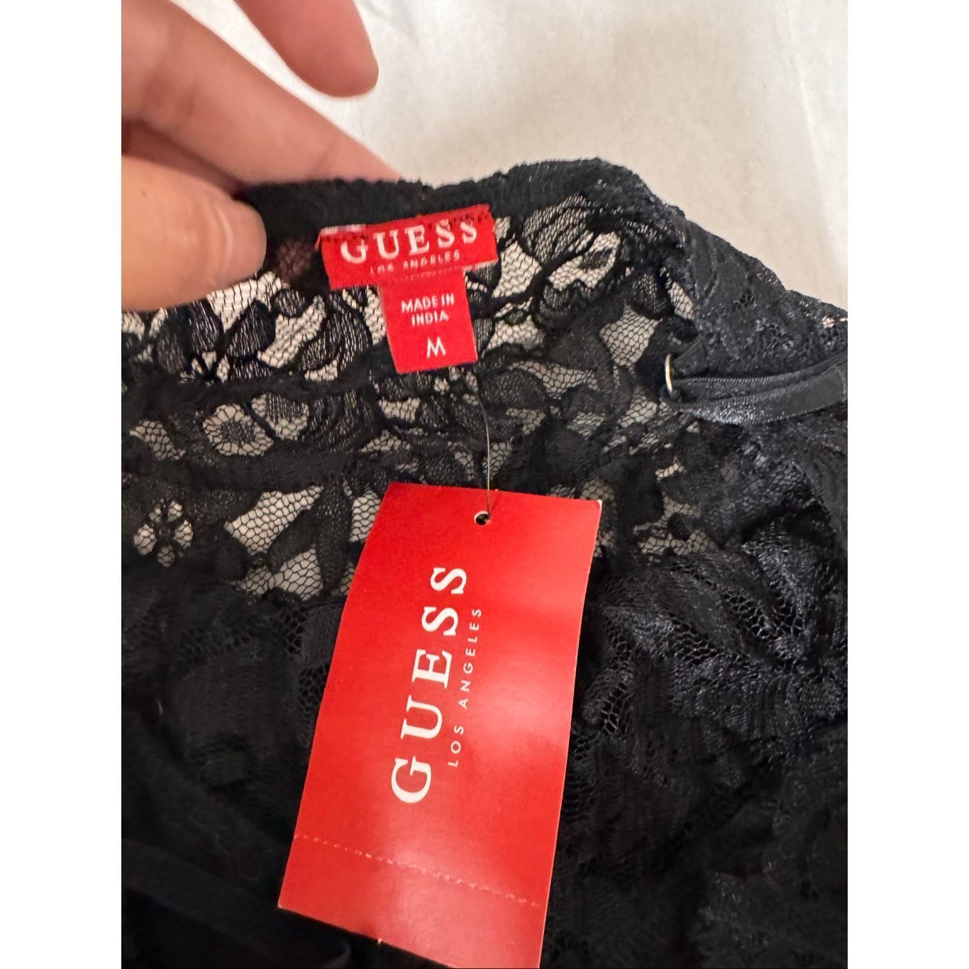 Guess GUESS Black Lace Bodysuit Women’s Size M Spaghetti Strap Floral Lace Top NWT Size M / US 6-8 / IT 42-44 - 8 Thumbnail