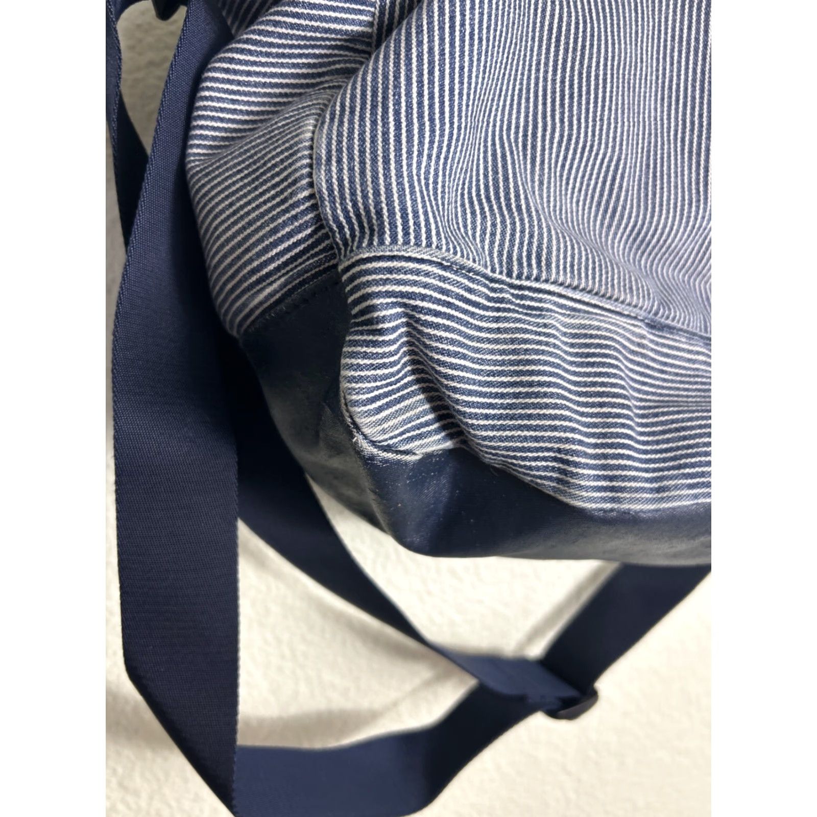 Gap VINTAGE GAP Crossbody Bag Denim White Blue Striped 16x16x6 Canvas Cotton Women Indistinct Railroad? Size ONE SIZE - 3 Thumbnail