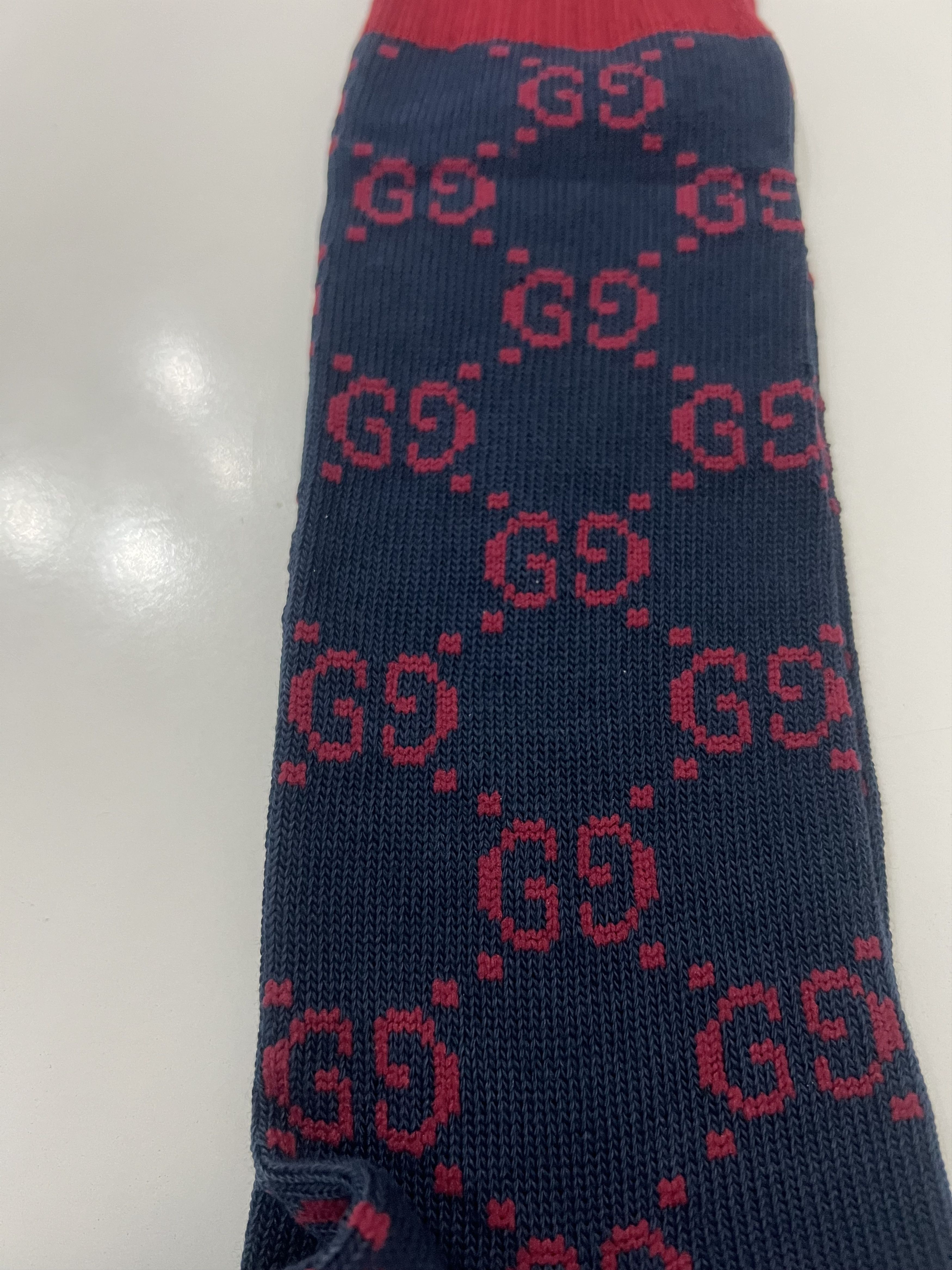 Gucci GUCCI - GG PRINT SOCKS, BLUE/RED, SIZE L Size ONE SIZE - 5 Thumbnail